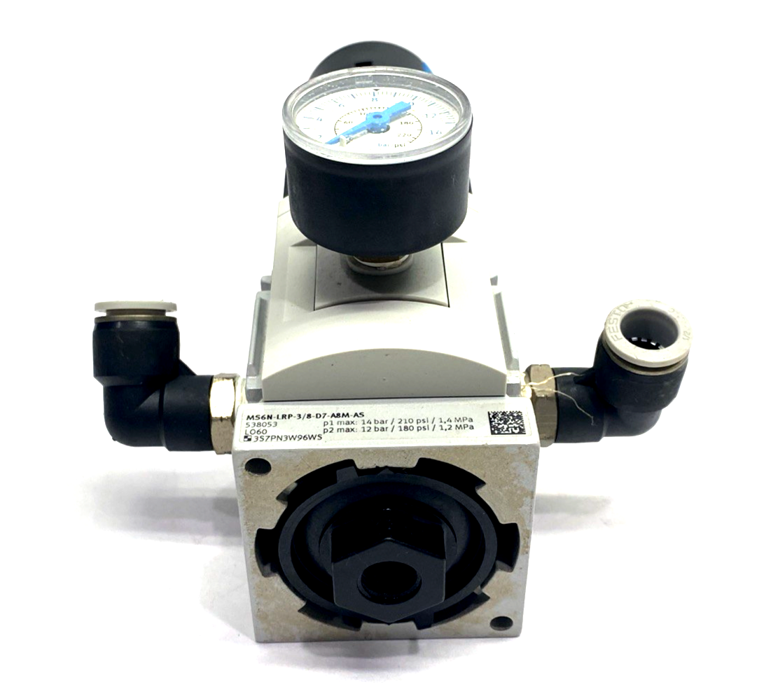 MS6N-LRP-3/8-D7-A8M-AS | Festo Pressure Regulator 3/8" NPT 1/2" Tube OD 538053 - Used - Maverick Industrial Sales