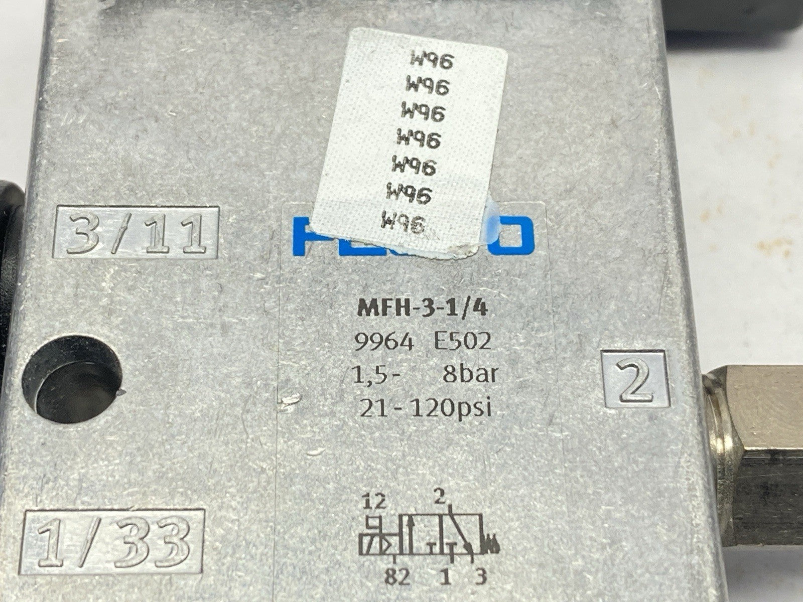 Festo MFH-3-1/4 Pneumatic Solenoid Valve 9964 w/ MSFG-24/42-50/60 Solenoid 4527 - Maverick Industrial Sales