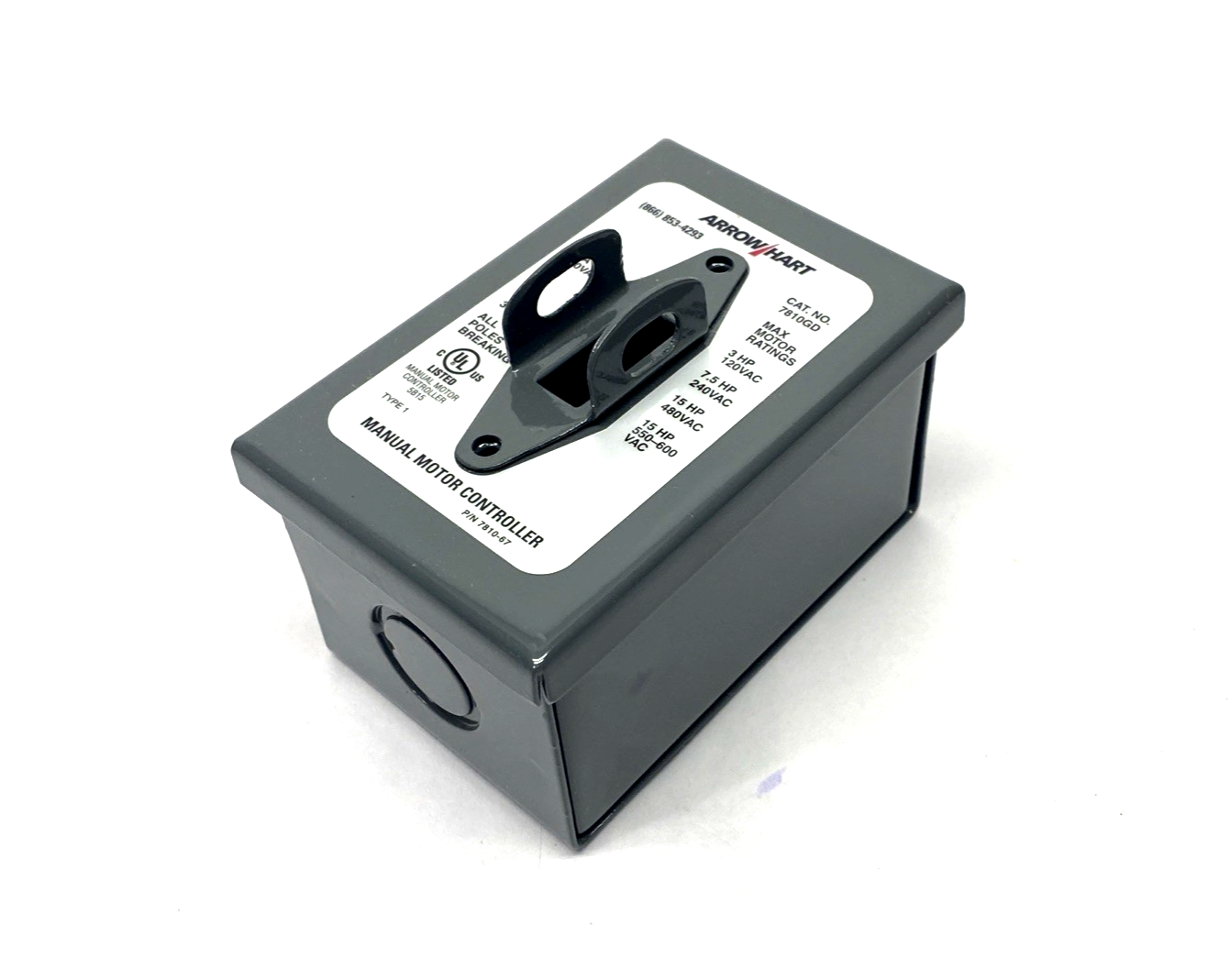 AH7810GD | Eaton Arrow Hart Manual Motor Controller 30A 600V 3P Single Gang 2-Pos. - New – Open box - Maverick Industrial Sales