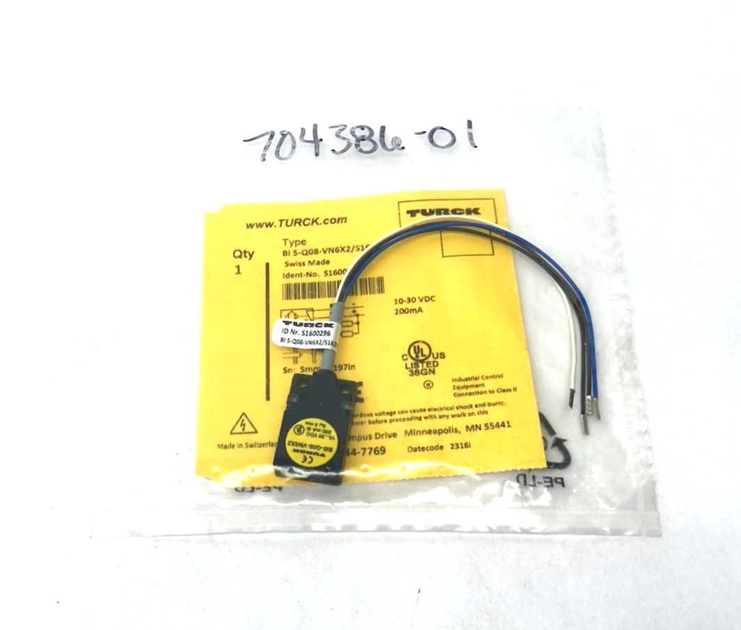 Turck 1600296 Inductive Proximity Sensor 5mm Sn NO/NC BI 5-Q08-VN6X2/S1627 - Maverick Industrial Sales