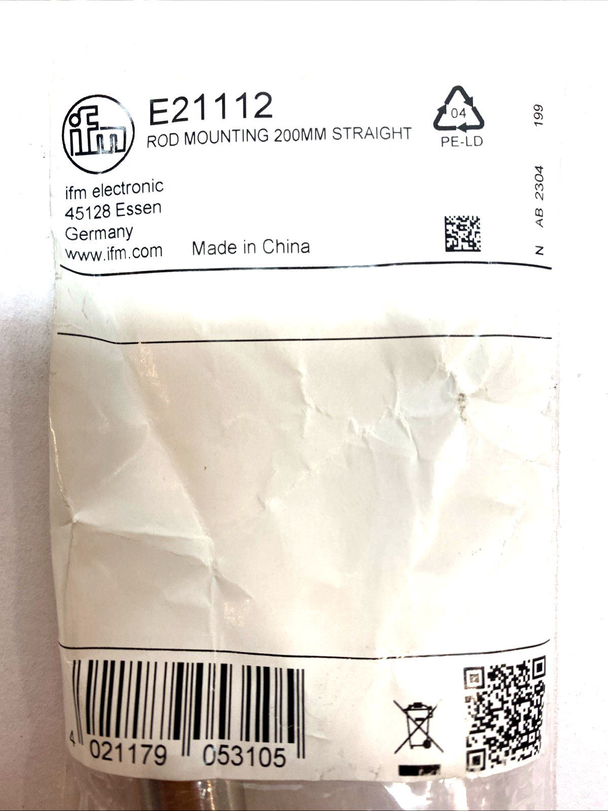 E21112 | IFM 200 mm Stainless Steel Sensor Mounting Rod - New – Open box - Maverick Industrial Sales