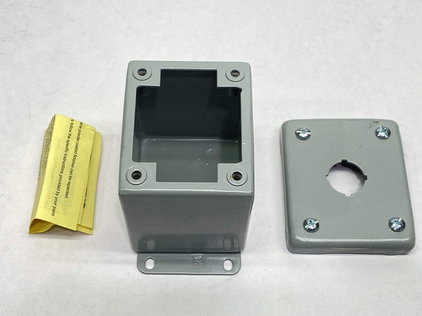 E1PBGXM | Hoffman nVent Deep Pushbutton Enclosures Type 12 1PB x 22.5mm Gray Steel - New – Open box - Maverick Industrial Sales