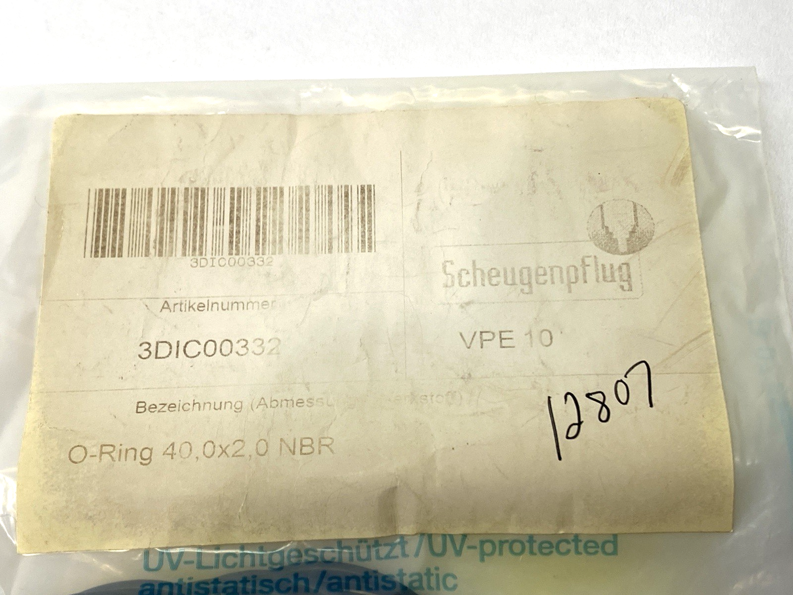 Scheugenpflug 3DIC00332 O-Ring 40.0 X 2.0 NBR LOT OF 20 - Maverick Industrial Sales