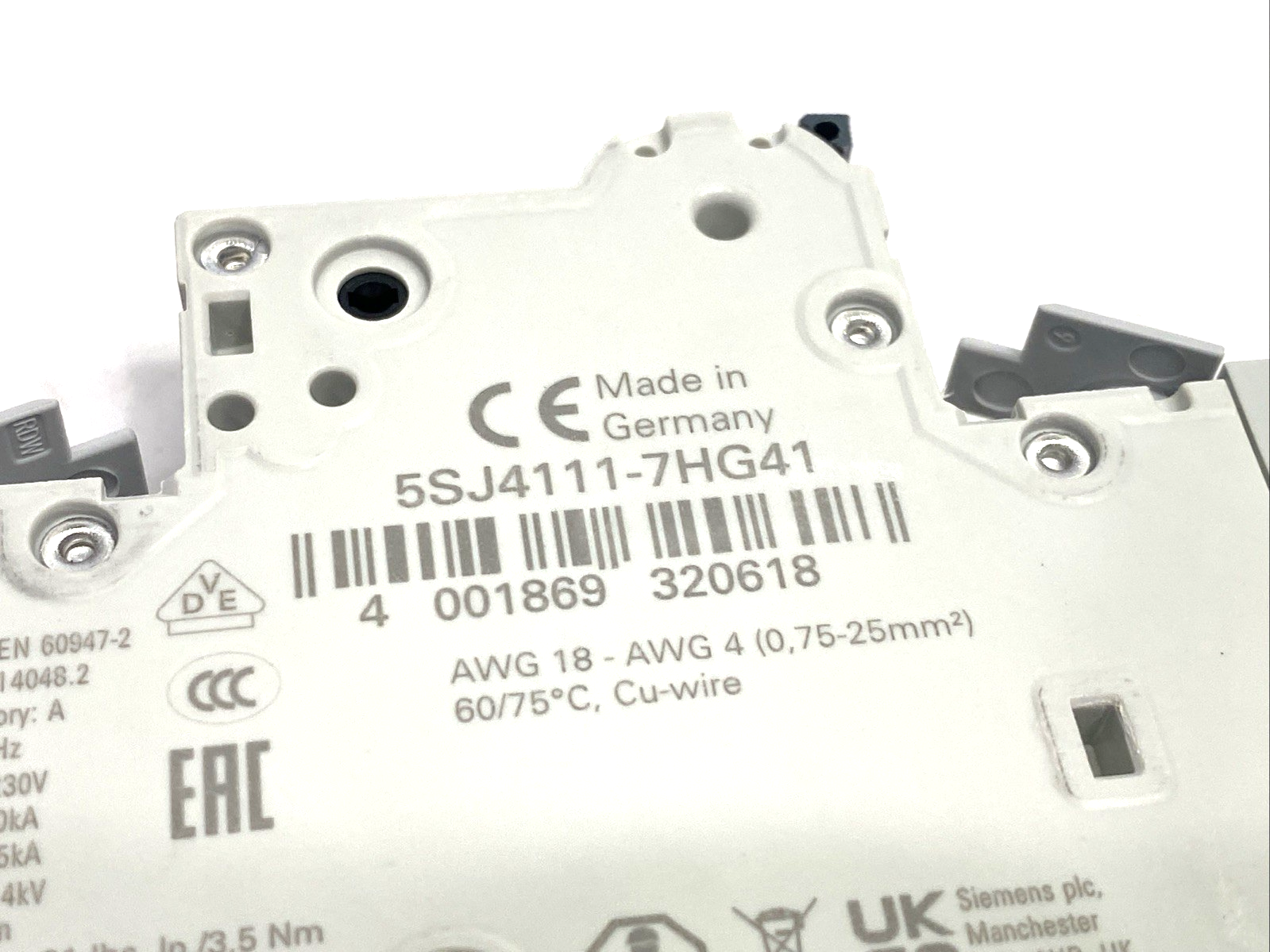 Siemens 5SJ4111-7HG41 Miniature Circuit Breaker 240V 14kA, 1-Pole, C-Trip, 5A - Maverick Industrial Sales