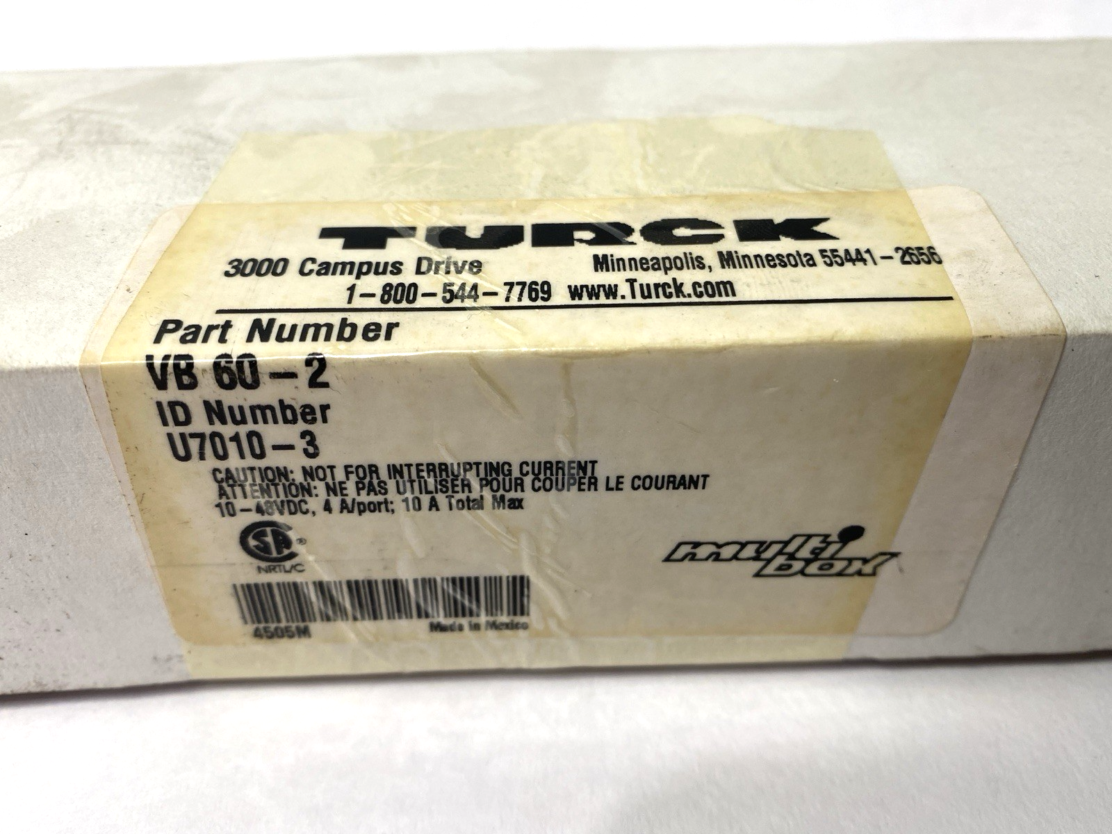 Turck VB 60-2 Junction Box 6-Port w/ Cable M12 Eurofast U7010-3 - Maverick Industrial Sales