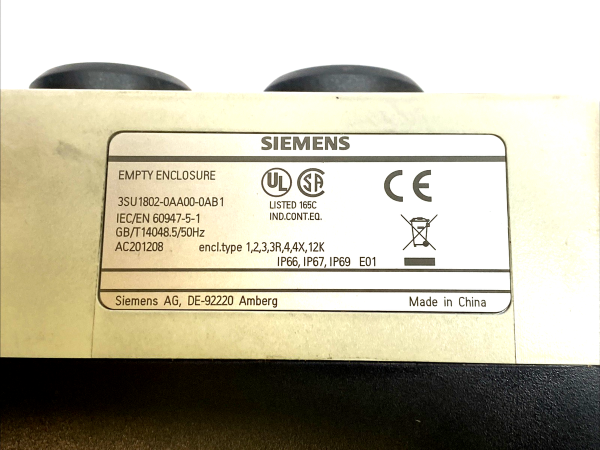Siemens 3SU1802-0AA00-0AB1 Pushbutton Enclosure Assembly w/ 2x White Illuminated - Maverick Industrial Sales