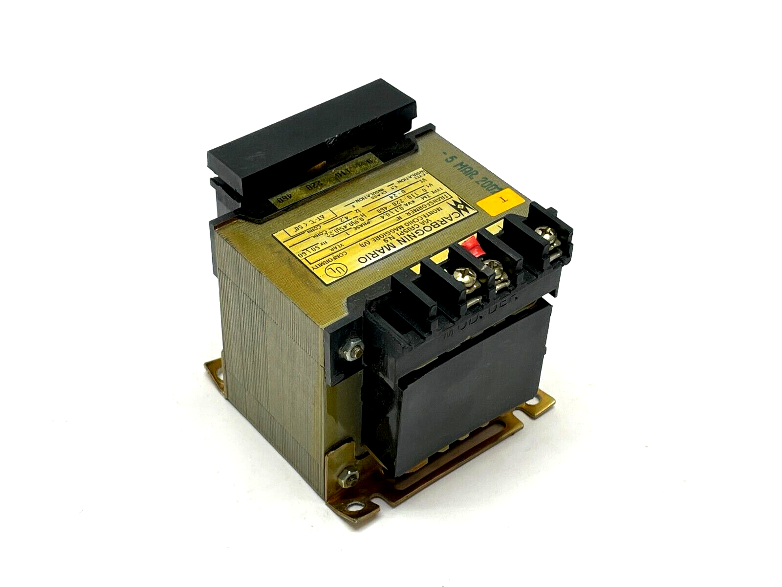 Carbognin Mario N.9 Single Phase Transformer Type TM 0/110/220/460 50/60Hz - Maverick Industrial Sales