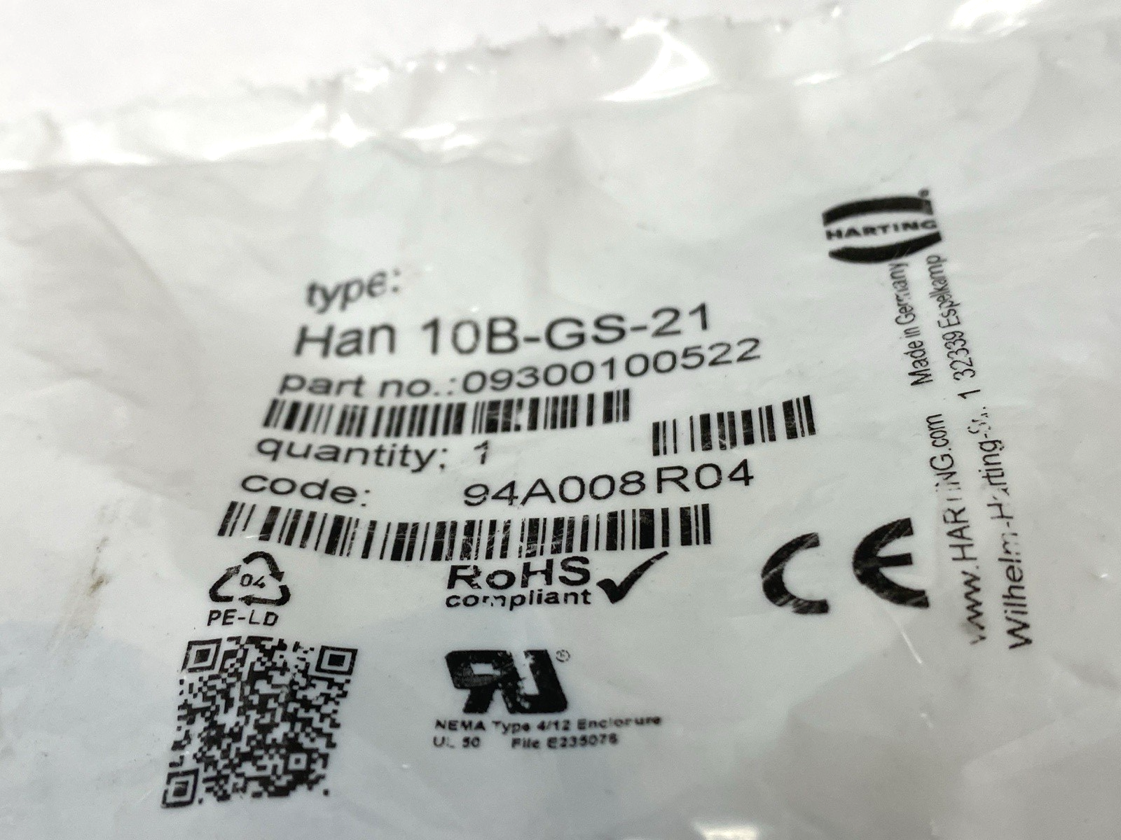 Harting 0900100522 Heavy Duty Connector Hood Side Entry Han 10B-GS-21 - Maverick Industrial Sales