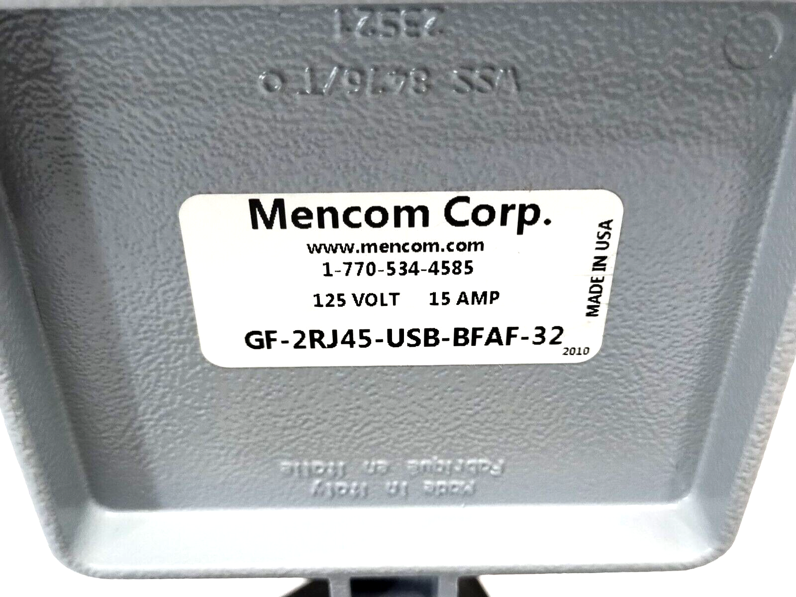 Mencom GF-2RJ45-USB-BFAF-32 Panel Interface Connector, GFCI Duplex, RJ45, USB - Maverick Industrial Sales