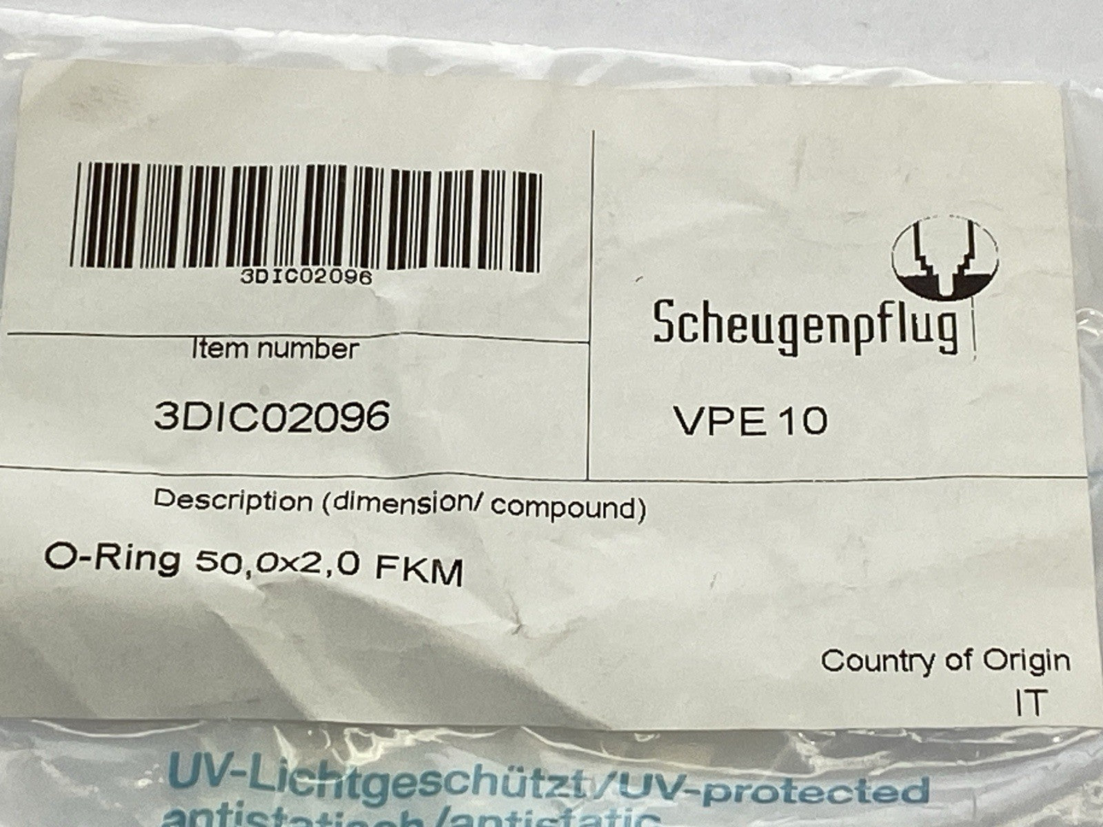 Scheugenpflug 3DIC02096 O-Ring VPE 10 50,0 x 2,0 FKM LOT OF 9 - Maverick Industrial Sales