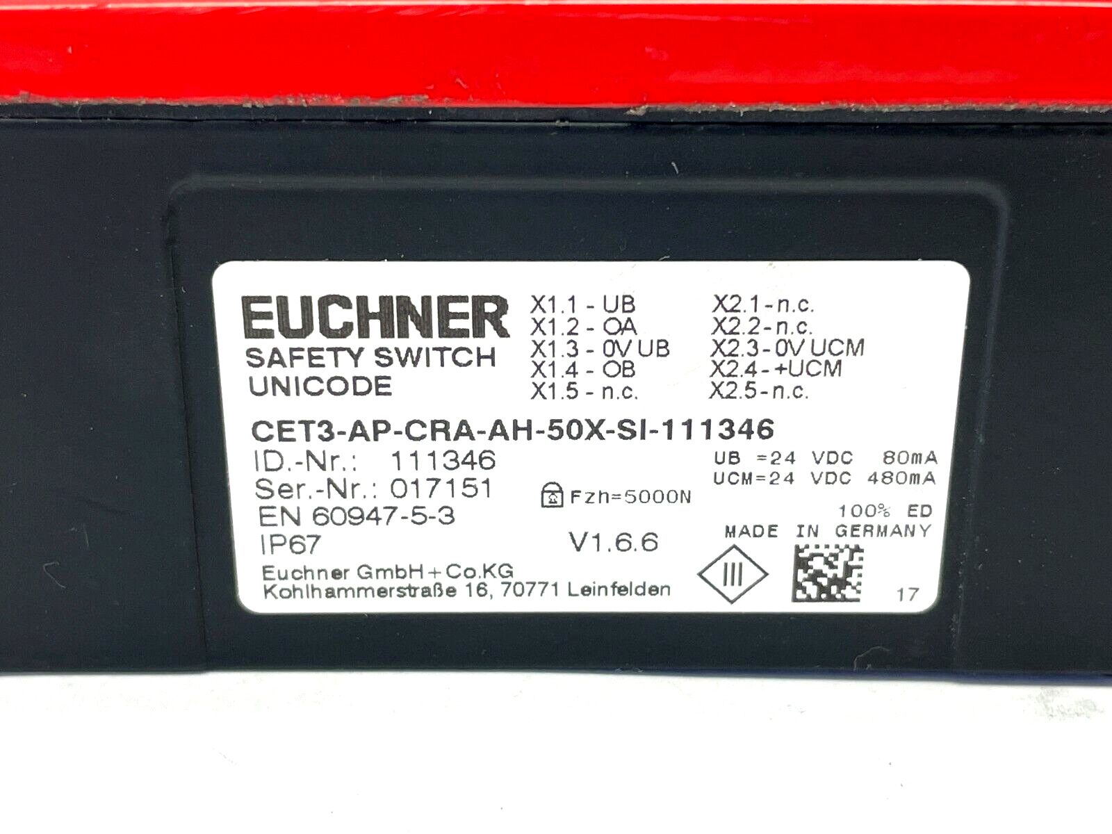 Euchner CET3-AP-CRA-AH-50X-SI-111346 Non-Contact Safety Switch 111346 - Maverick Industrial Sales
