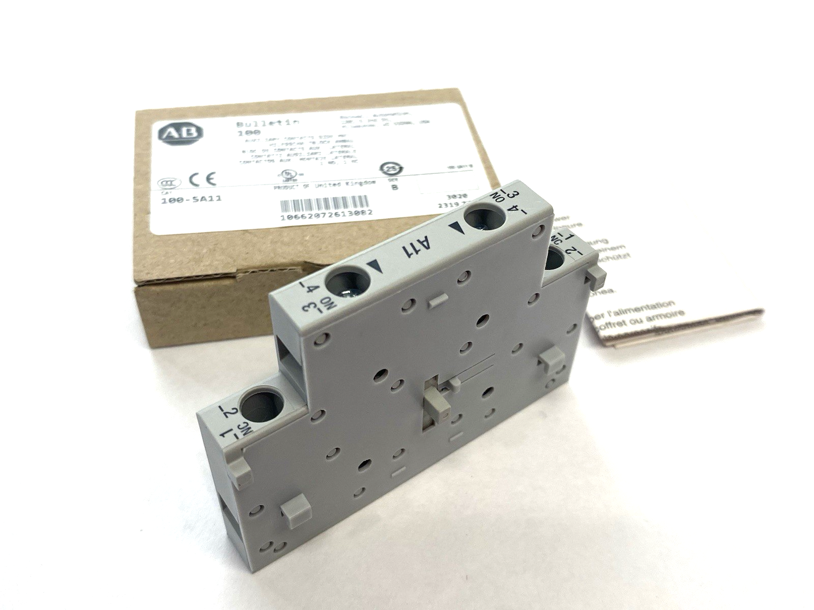 100-SA11 | Allen Bradley Ser. B Auxiliary Contact, Side Mount, 1 NO, 1 NC - New – Open box - Maverick Industrial Sales