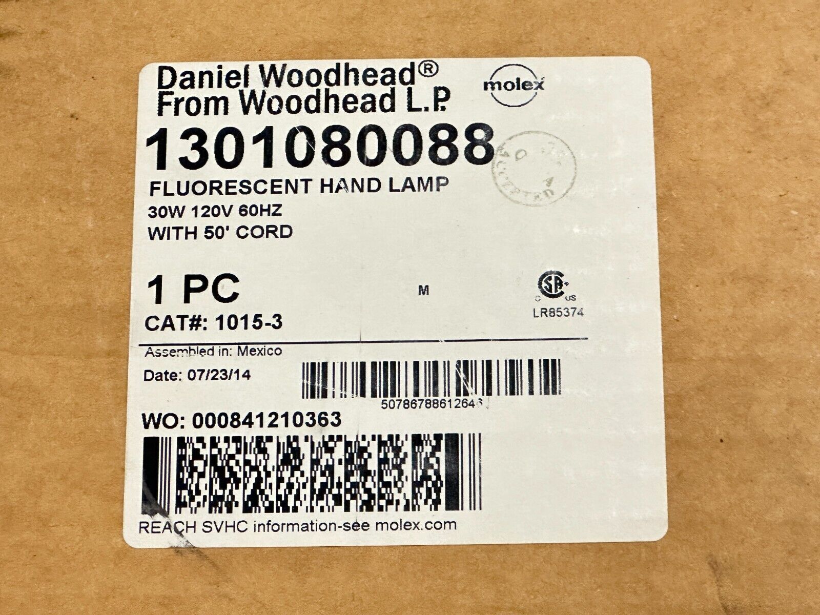 Daniel Woodhead 1015-3 Fluorescent Hand Lamp 30W 120V 50ft Cord 1301080088 - Maverick Industrial Sales