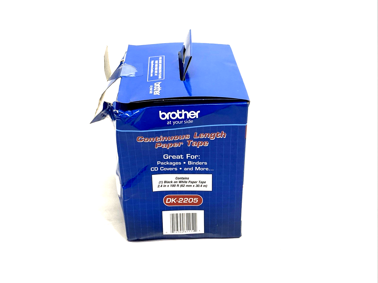 Brother DK2205 2.4in x 100ft Black on White Continuous Length Paper Tape - Maverick Industrial Sales