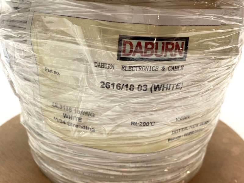 Daburn 2616/18 03 White Hook-up Wire UL3135 18AWG 1000' - Maverick Industrial Sales