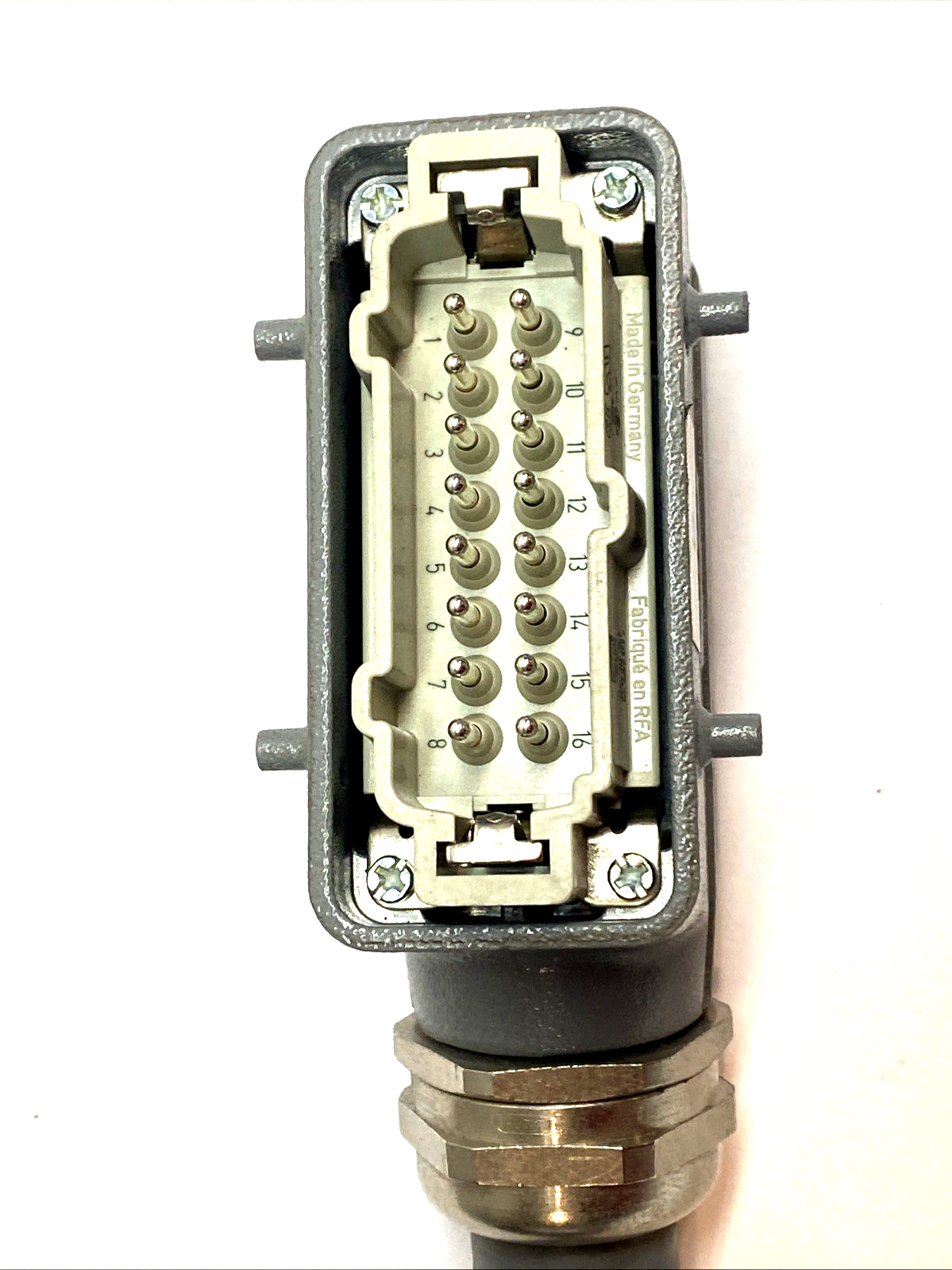 HARTING Han 16B Side Entry Hood w/ 09330162601 Insert Connector - Maverick Industrial Sales