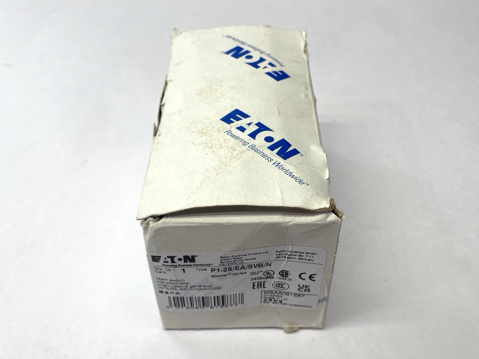 Eaton P1-25/EA/SVB/N Main Disconnect Switch 3-Pole 25A - Maverick Industrial Sales