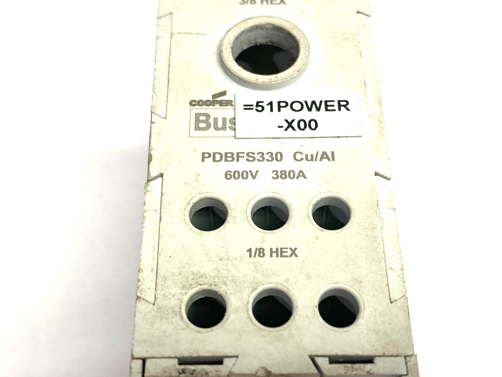 Cooper Bussmann PDBFS330 Power Distribution Block 600V 380A NO TOP TERMINAL LUG - Used - Maverick Industrial Sales