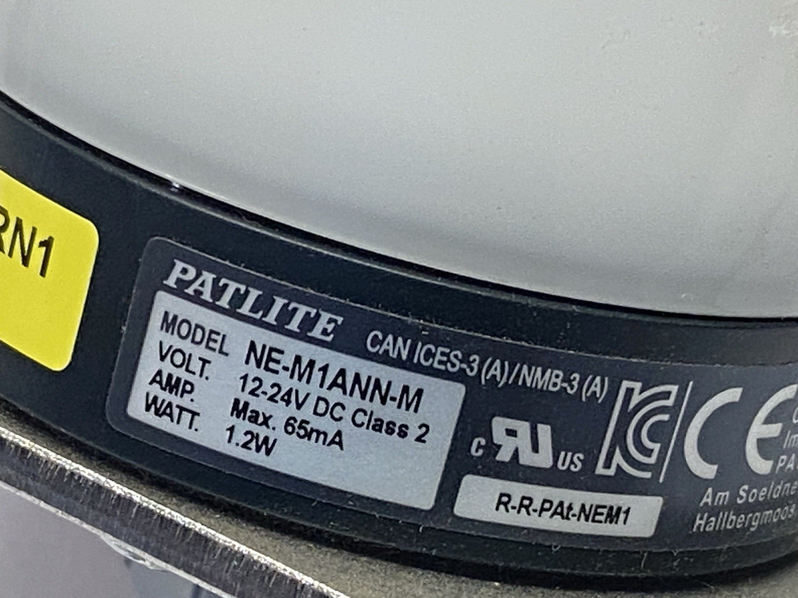 NE-M1ANN-M | Patlite Beacon Light Male M12 5-Pin 12-24VDC w/ Bracket - Used - Maverick Industrial Sales