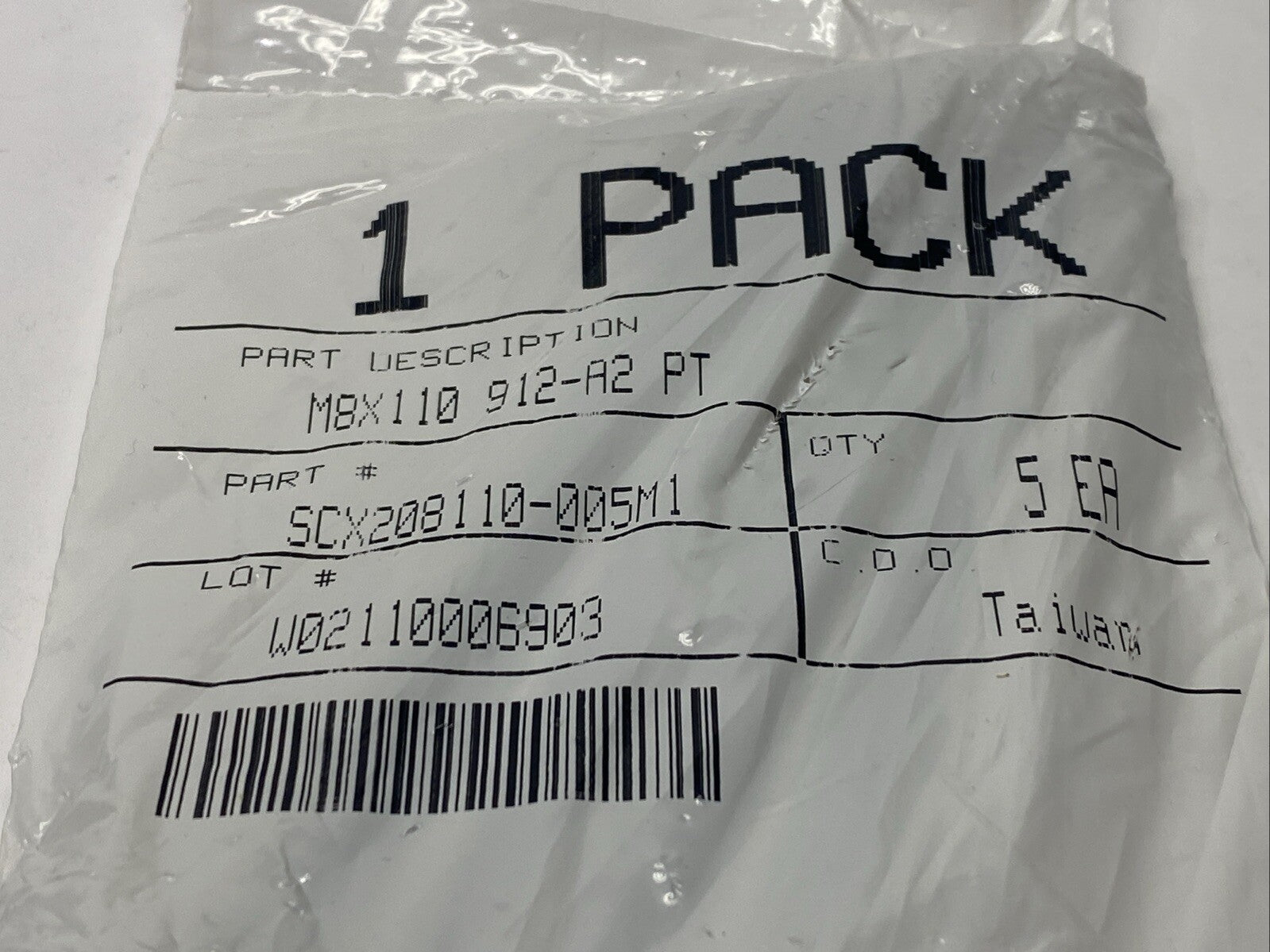SCX208110-005M1 Socket Head Cap Screws M8X110 912-A2 PT PKG OF 5 - Maverick Industrial Sales