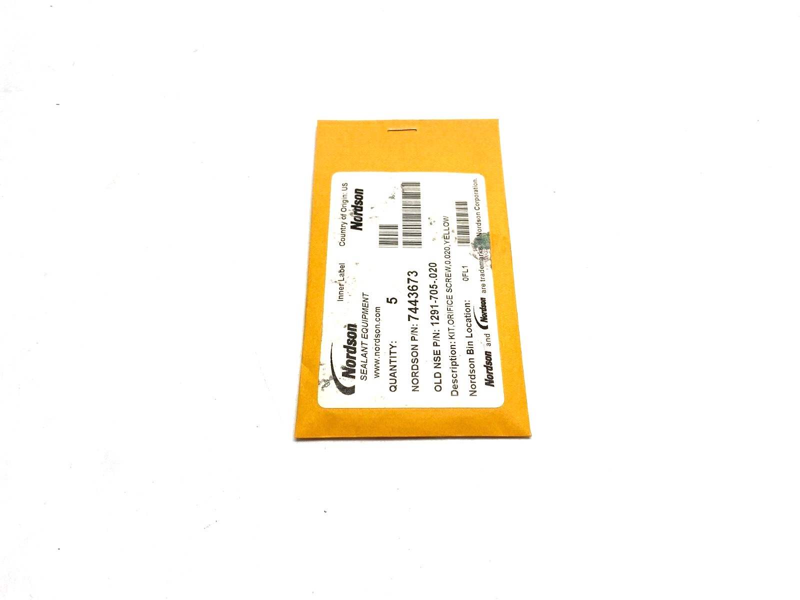 Nordson 7443673 Orifice Screw Kit, 0.020, Yellow PKG OF 5 - Maverick Industrial Sales