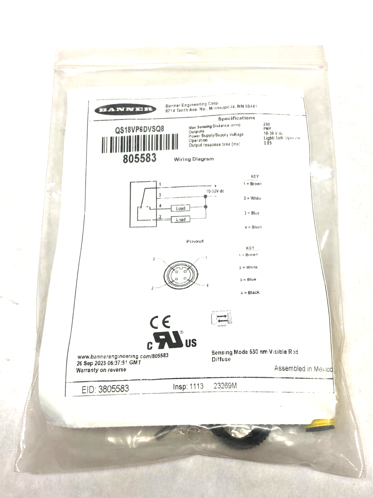 Banner QS18VP6DVSQ8 WORLD-BEAM All Purpose Photoelectric Sensor M12 Inte. 805583 - Maverick Industrial Sales
