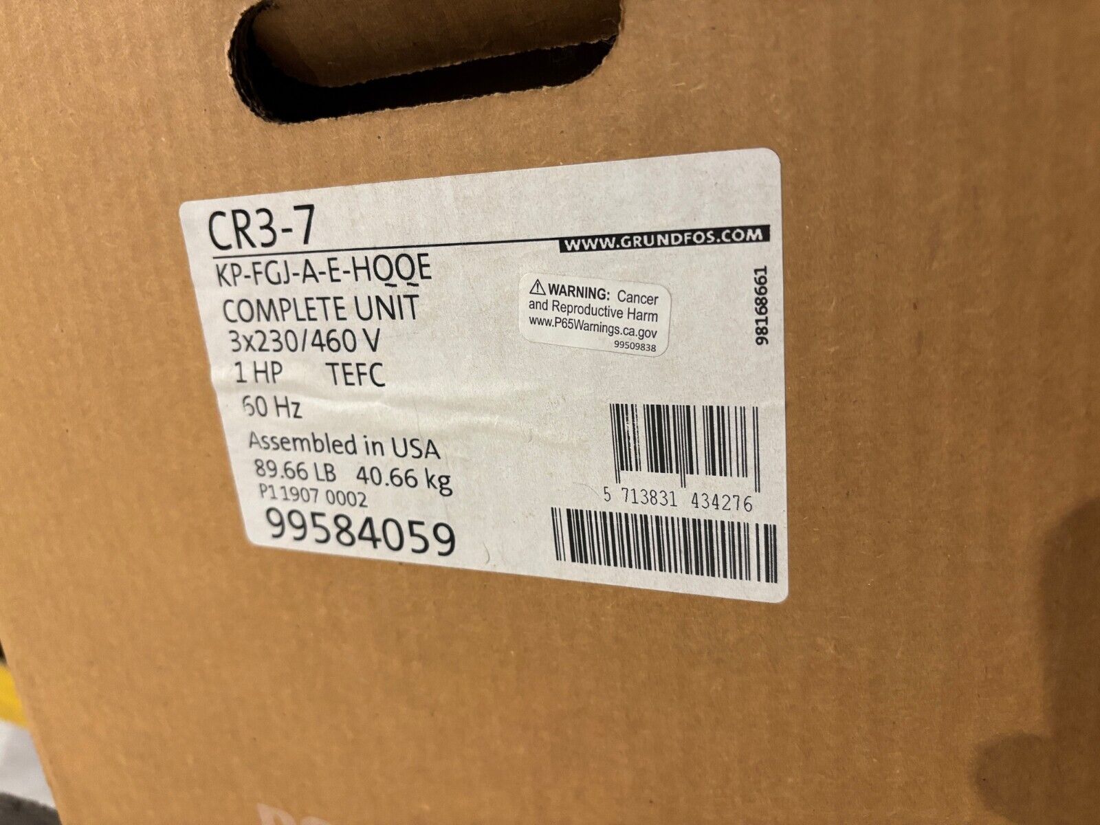 Grundfos CR3-7 KP-FGJ-A-E-HQQE Verticle Centrifugal Pump, 1 HP 230/460V 99584059 - Maverick Industrial Sales