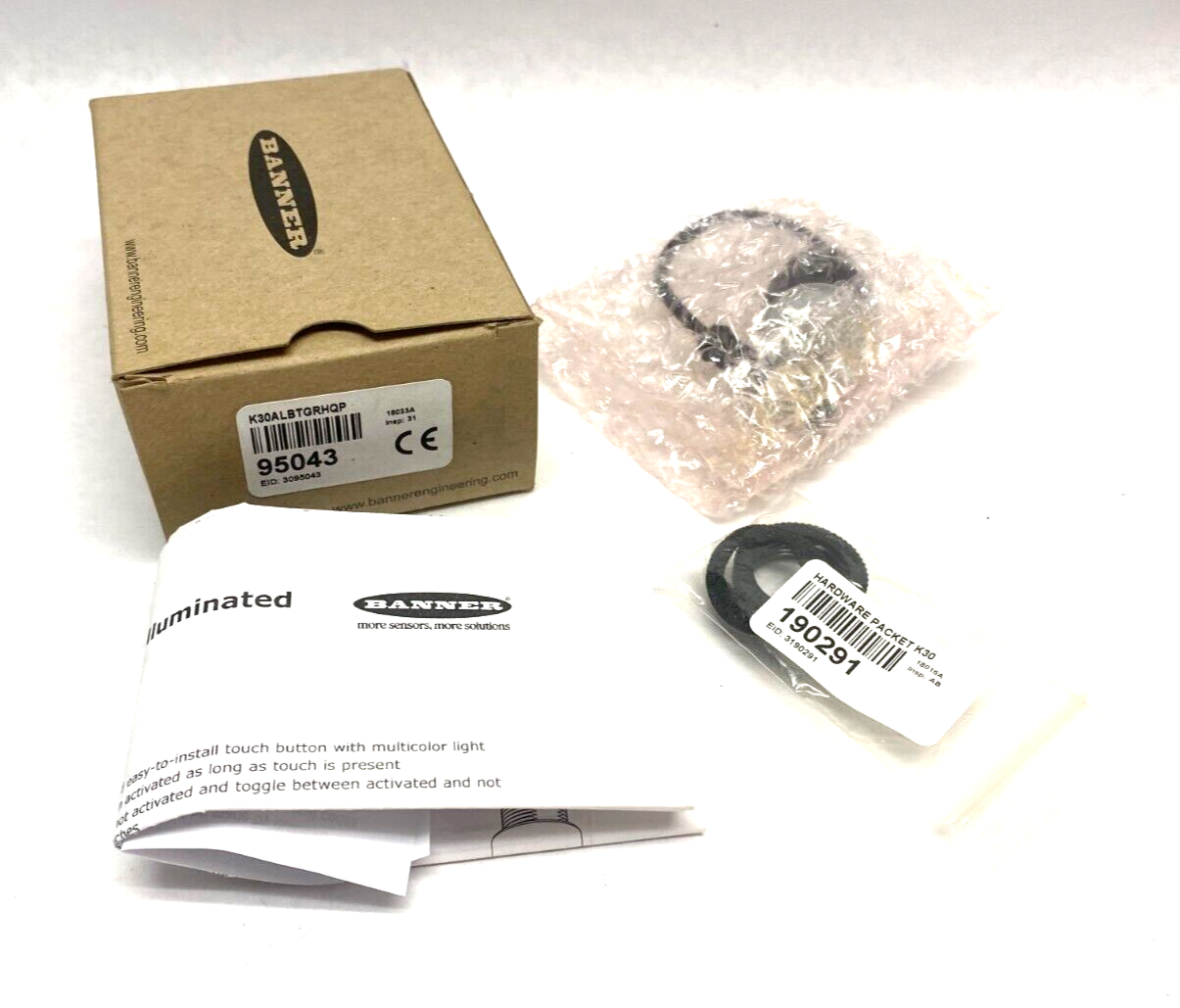 K30ALBTGRHQP, 95043 | Banner K30ALBTGRHQP 2-Color Touch Sensor Green/Red; Latching Output 95043 - New – Open box - Maverick Industrial Sales