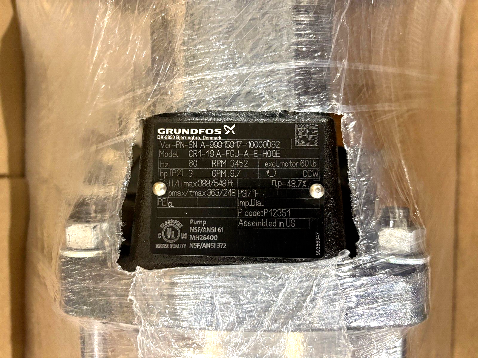 Grundfos CR1-19 A-FGJ-A-E-HQQE Verticle Centrifugle Pump, 3HP 230/460V, 99915917 - Maverick Industrial Sales