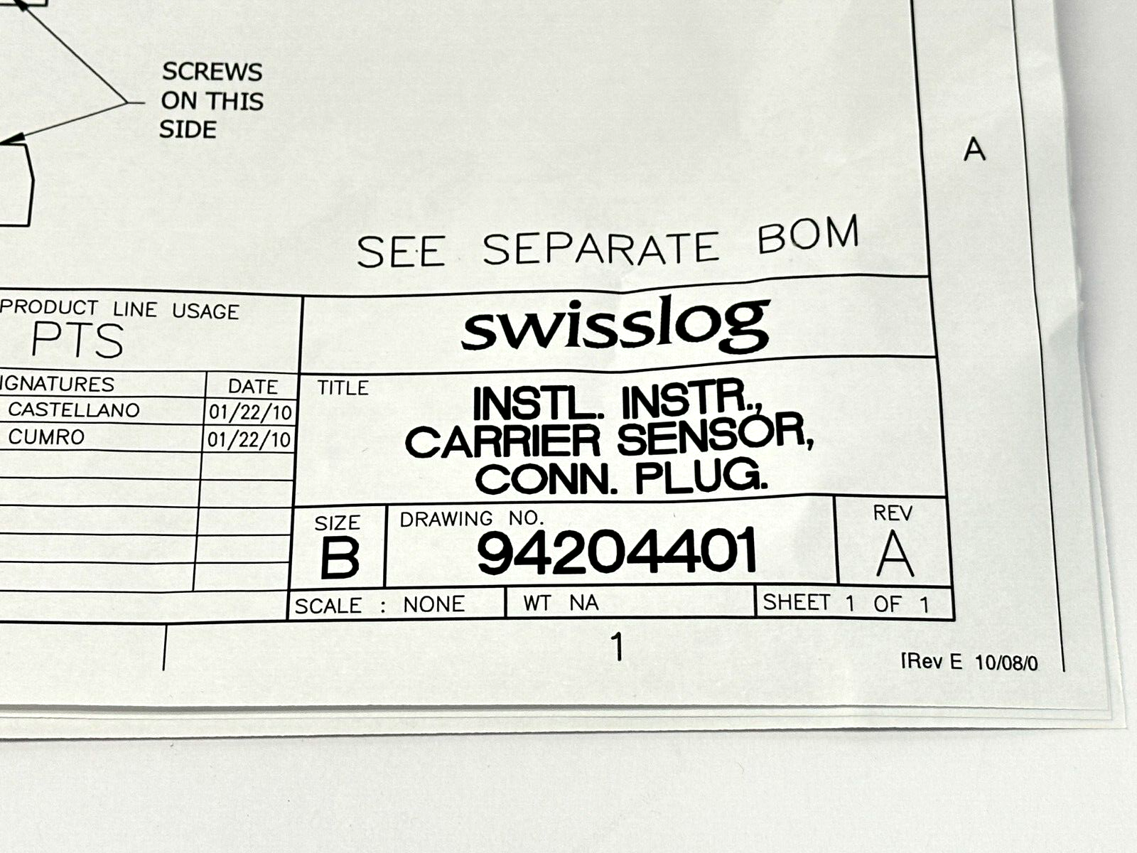 Swisslog 90307902 Rev D Carrier Sensor 4" PCB w/ Connector Plug and Instructions - Maverick Industrial Sales