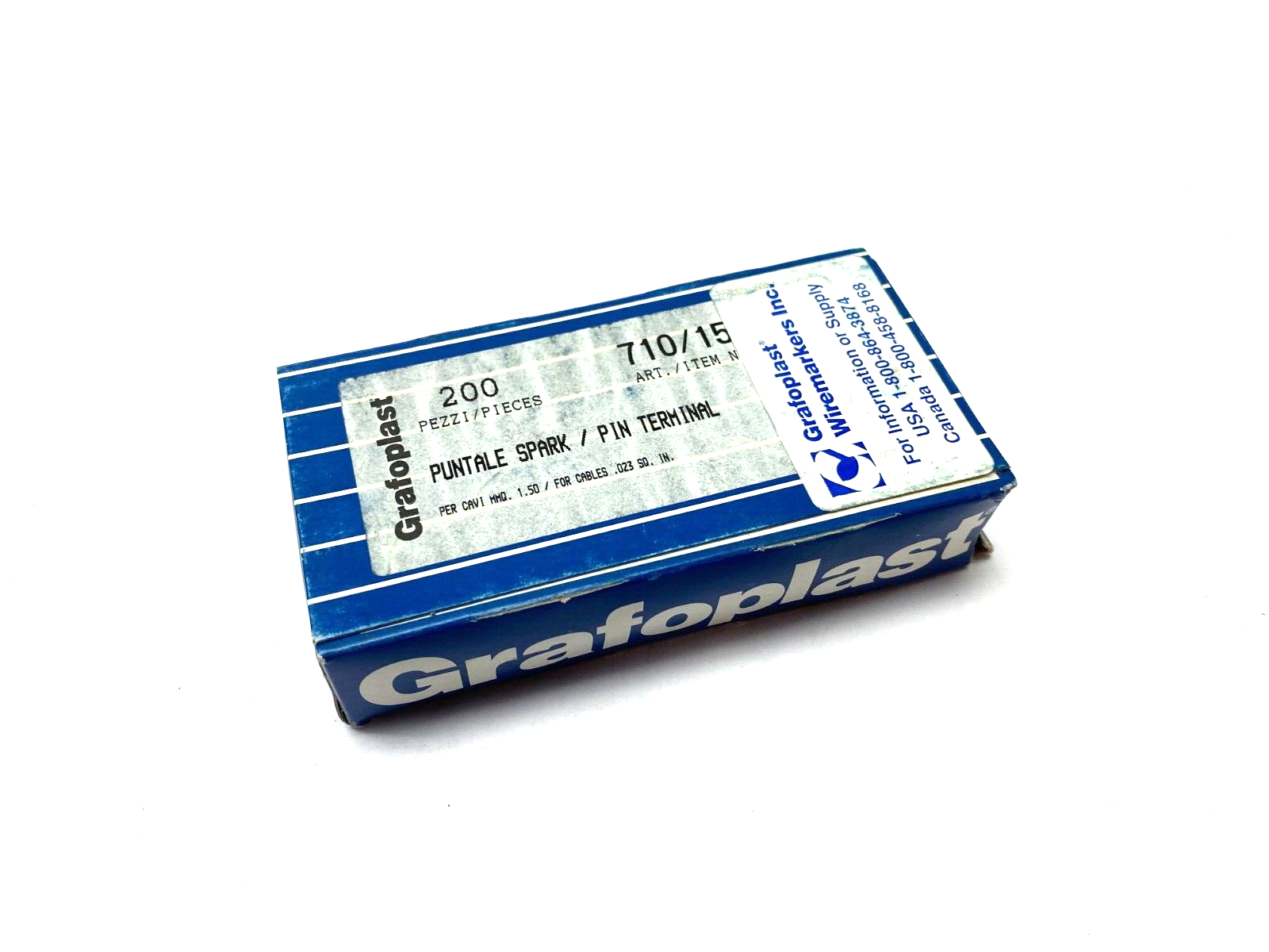 Grafoplast 711/15 14mm Spark Crimp-On Pins for Cable O.D. 1.5mm BOX OF 200 - Maverick Industrial Sales