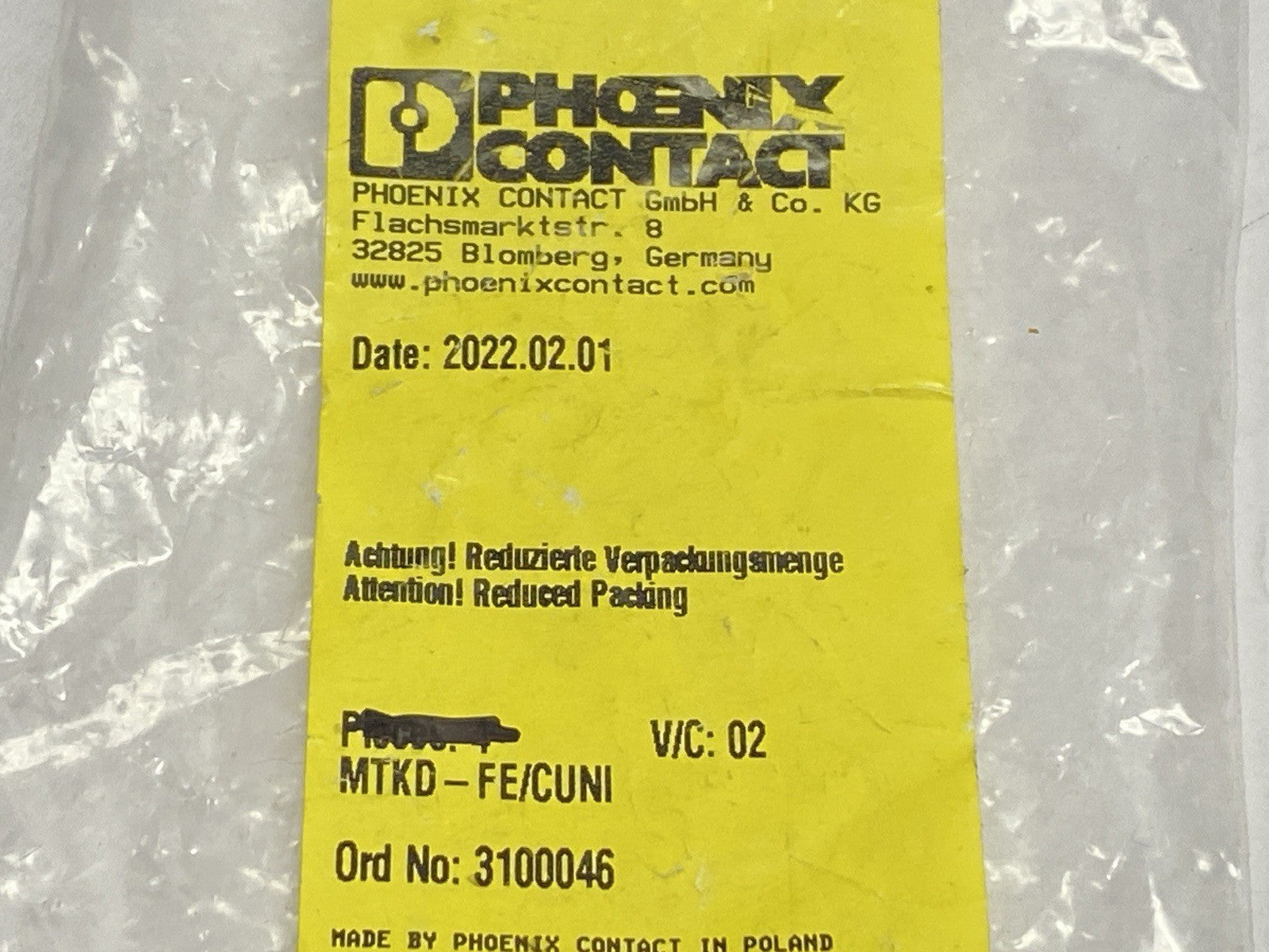 MTKD-FE/CUNI | Phoenix Contact Thermoelectric Voltage Terminal Block Pair 3100046 - New – Open box - Maverick Industrial Sales