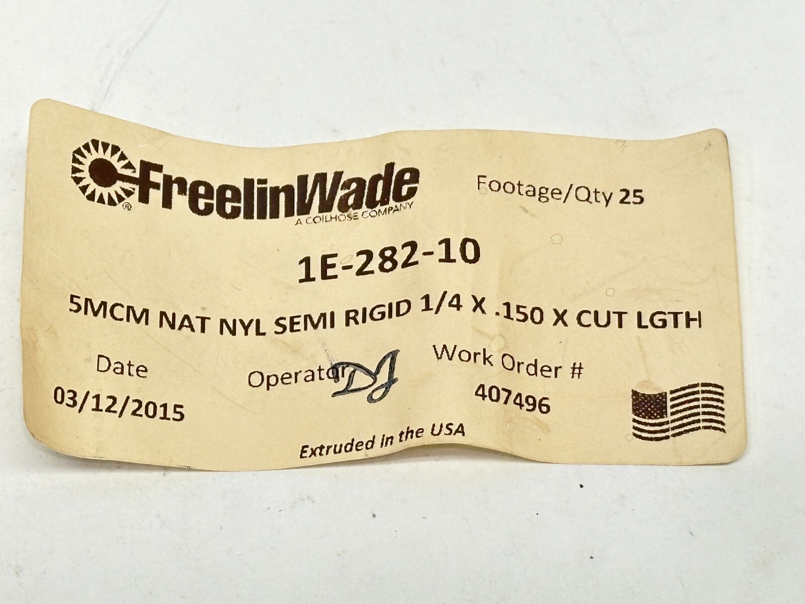 1E-282-10 | FreelinWade Nylon 11 High Pressure Tubing Natural 10 1/4" OD 17ft - New – Open box - Maverick Industrial Sales