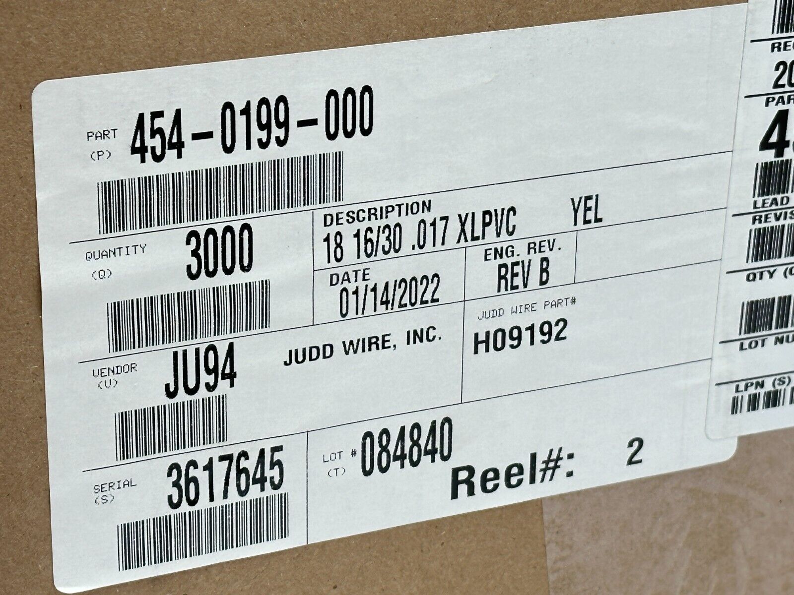 Judd Wire 454-0199-000 Wire 18 AWG 16/30 .017 XLPVC H09192 3000ft Spool - Maverick Industrial Sales