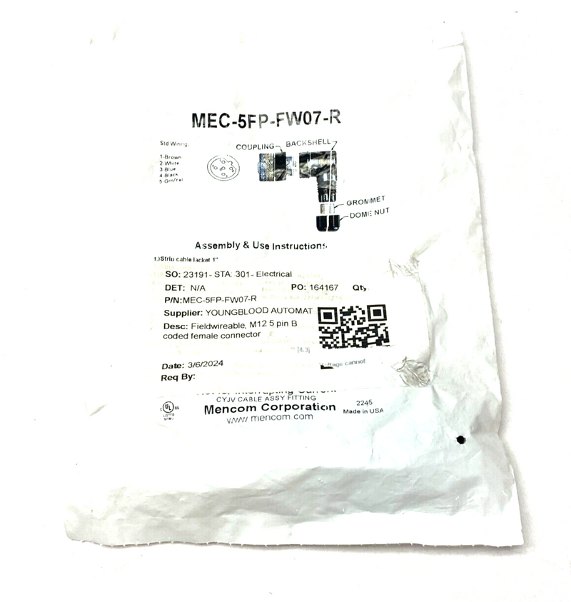 Mencom MEC-5FP-FW07-R Wireable Connector Right Angle 5-Pole - Maverick Industrial Sales