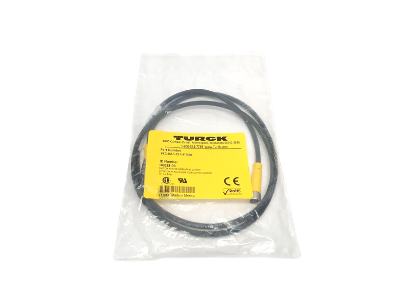 Turck PKG 4M-1-RS 4.4T/S90 Cordset 4-Pin M12 Male To M8 Female 1m U0058-03 - Maverick Industrial Sales