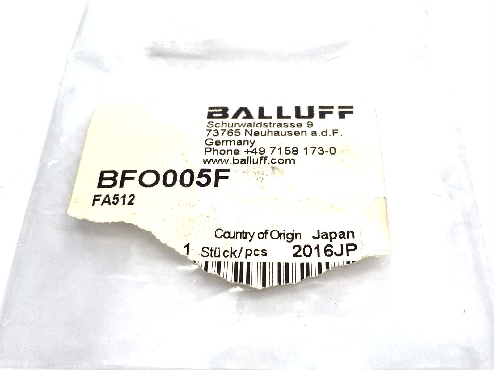 Balluff BFO005F Fiber Clamping Sleeve FA512 BFO D22-LA-AC-20 - Maverick Industrial Sales