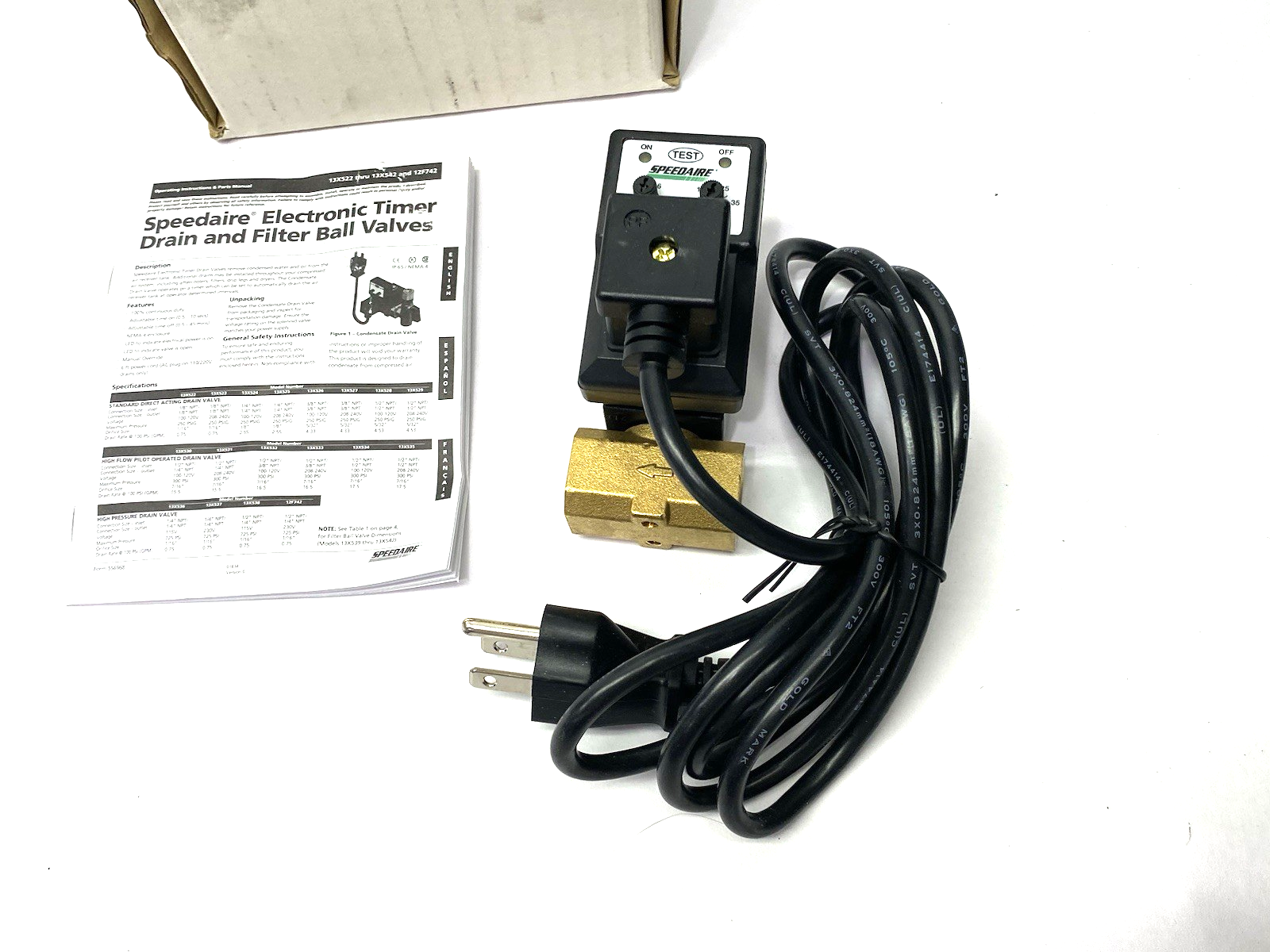 Speedaire 13X528 Timed Electric Auto Drain Valve, 1/2 In Drain Size, 4.53 Gpm - Maverick Industrial Sales