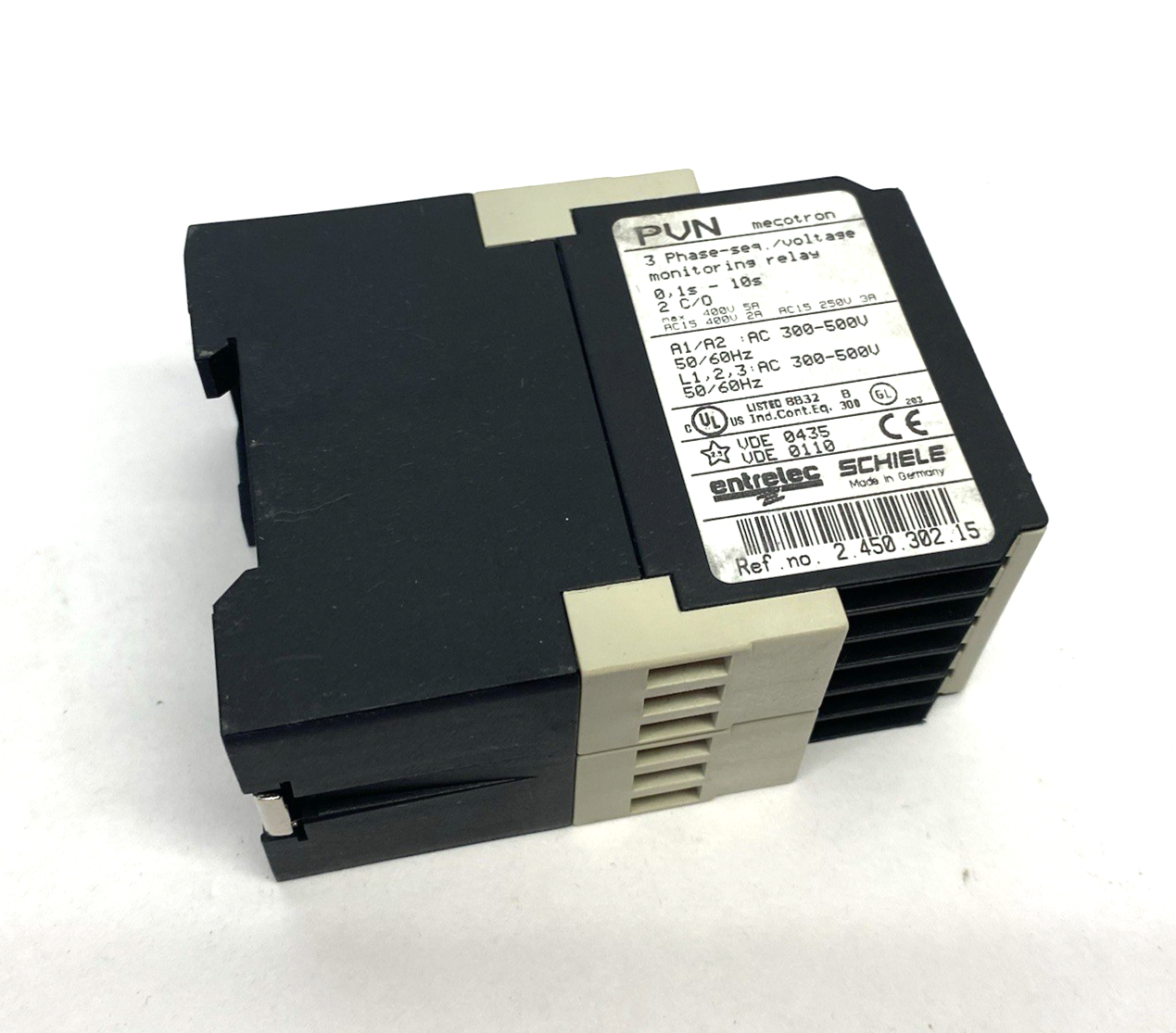 2.450.302.15 | Entrelec Schiele PVN mecotron® Phase Monitoring Relay 3-Phase seq. - Used - Maverick Industrial Sales