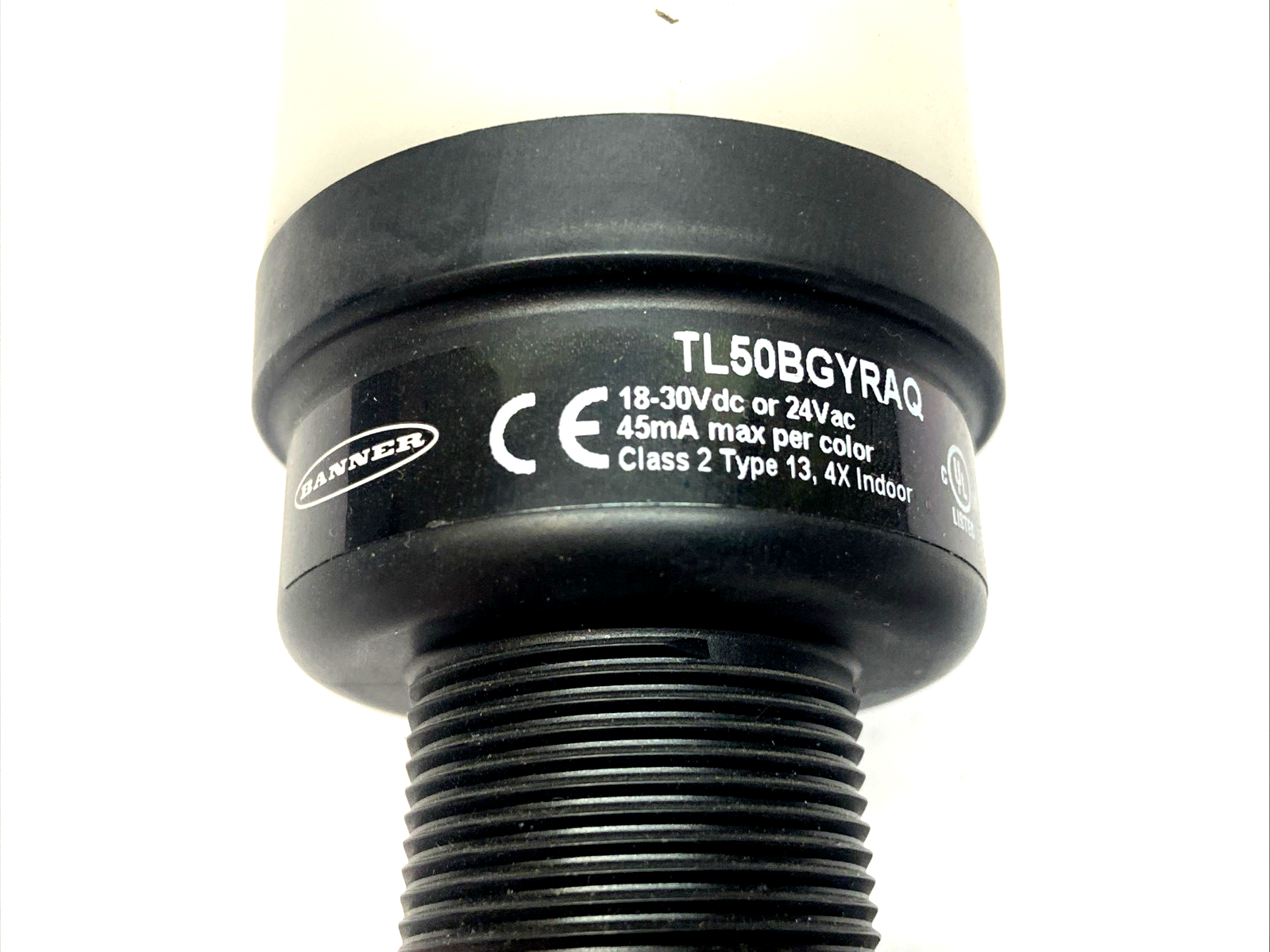 TL50BGYRAQ,83216 | Banner TL50BGYRAQ 50mm 4-Color Tower Light Audible Indicator 83216, w/ 1 FT Pole - Used - Maverick Industrial Sales