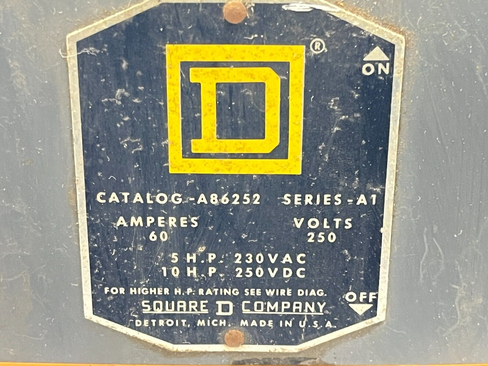 Square D A86252 Series A1 Safety Switch 10HP 60A 250V - Maverick Industrial Sales