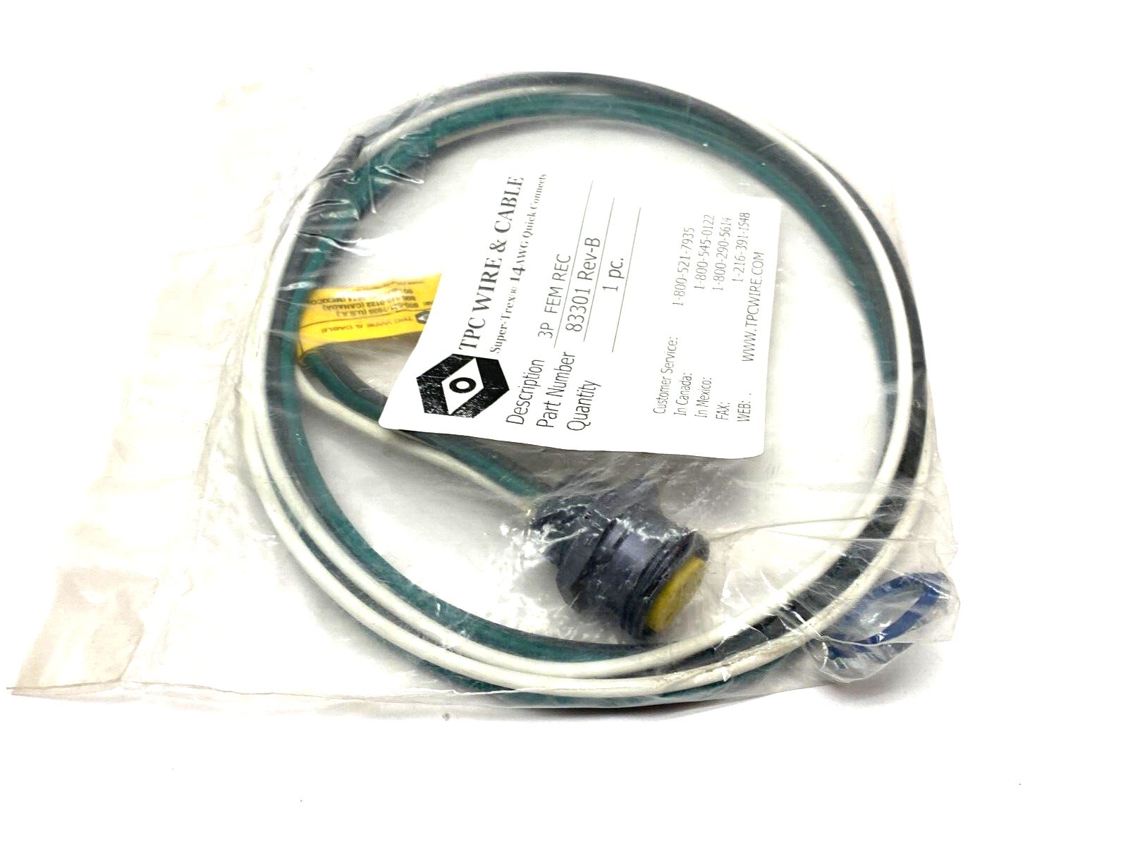 TPC Wire & Cable 83301 Super-Trex Quick Connect Female Receptacle Rev. B 3P - Maverick Industrial Sales