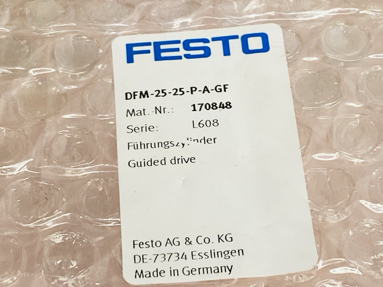 Festo DFM-25-25-P-A-GF Pneumatic Guided Drive 25mm Bore 25mm Stroke 170848 - Maverick Industrial Sales