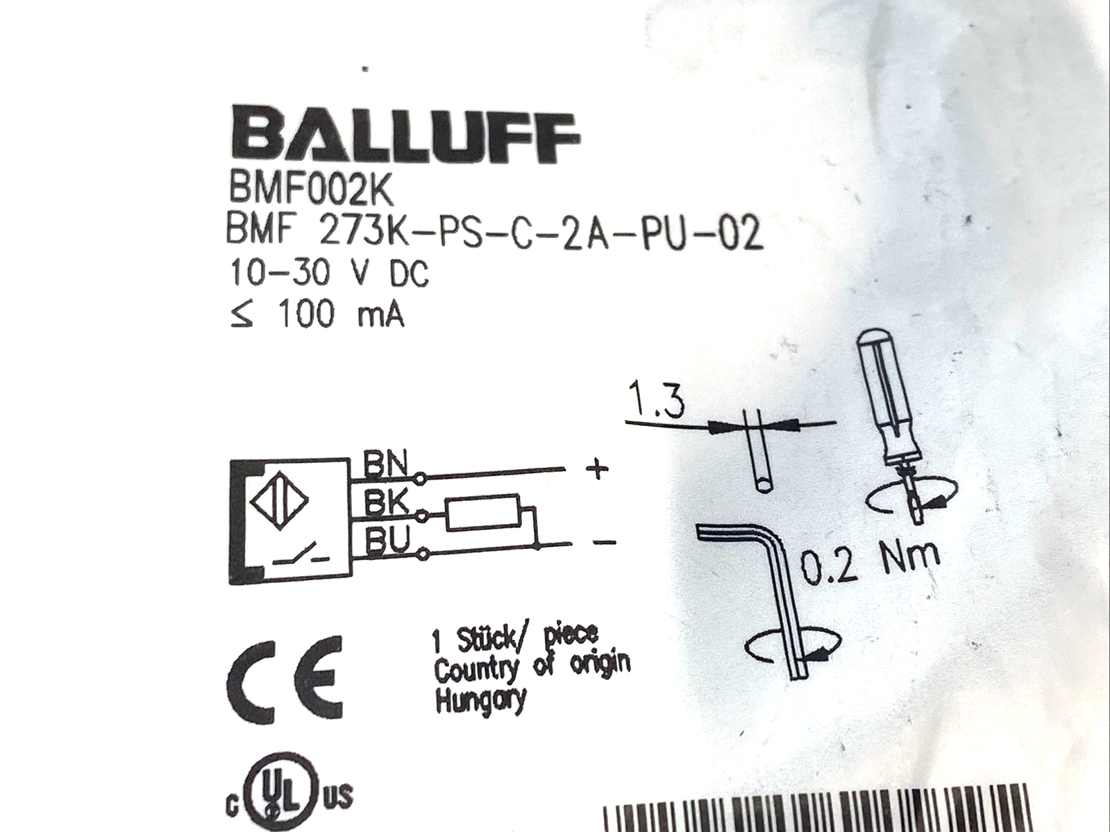 BMF002K | Balluff Magnetic Cylinder Sensor BMF 273K-PS-C-2A-PU-02 - New - Maverick Industrial Sales