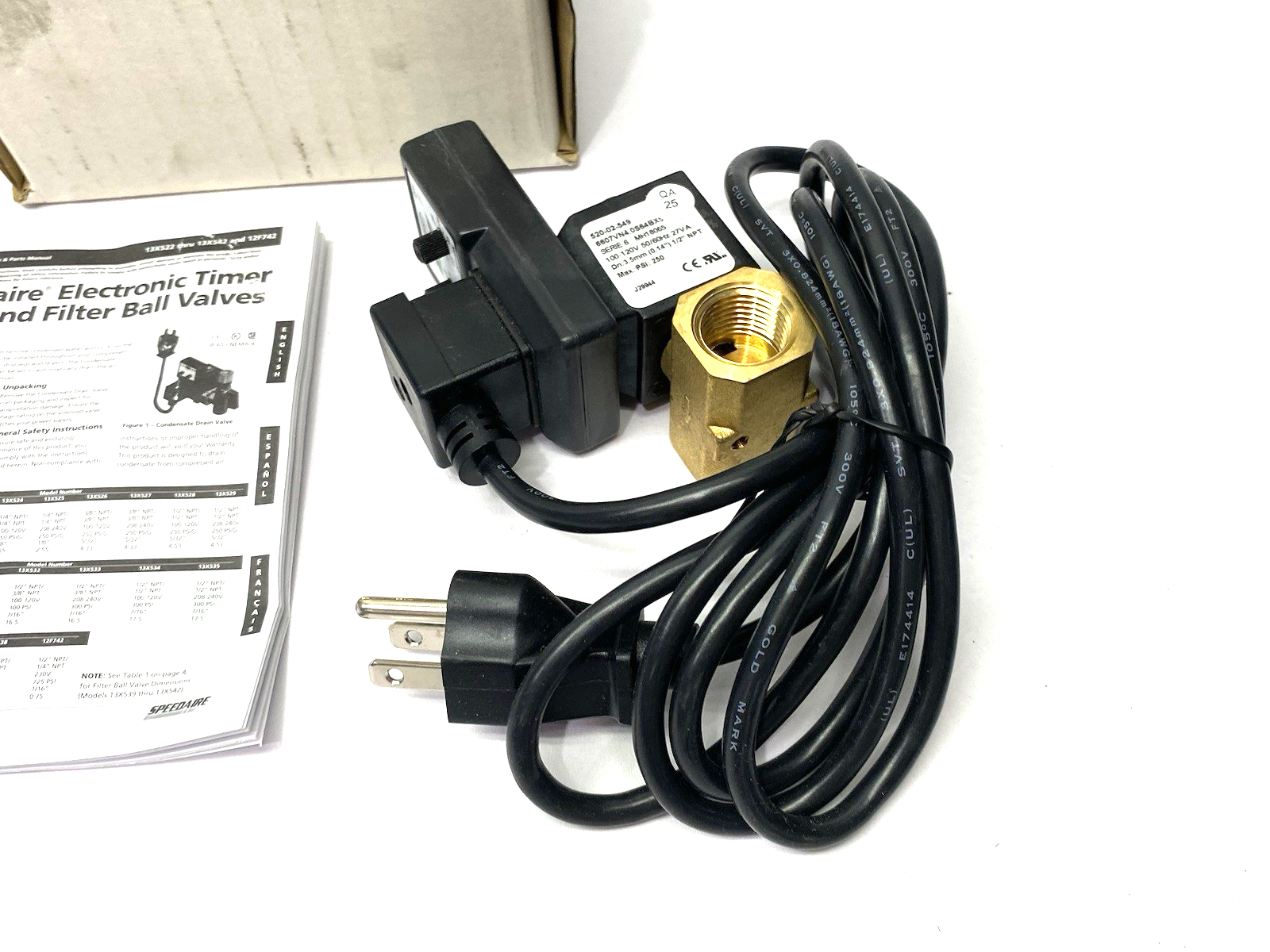 Speedaire 13X528 Timed Electric Auto Drain Valve, 1/2 In Drain Size, 4.53 Gpm - Maverick Industrial Sales