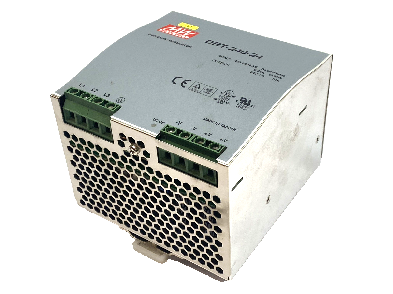 Mean Well DRT-240-24 Power Supply DIN Rail 24V DC 10A 3-Phase - Maverick Industrial Sales