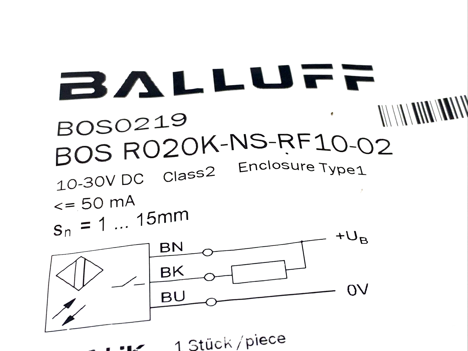 Balluff BOS0219 Diffuse Photoelectric Sensor BOS R020K-NS-RF10-02 - Maverick Industrial Sales