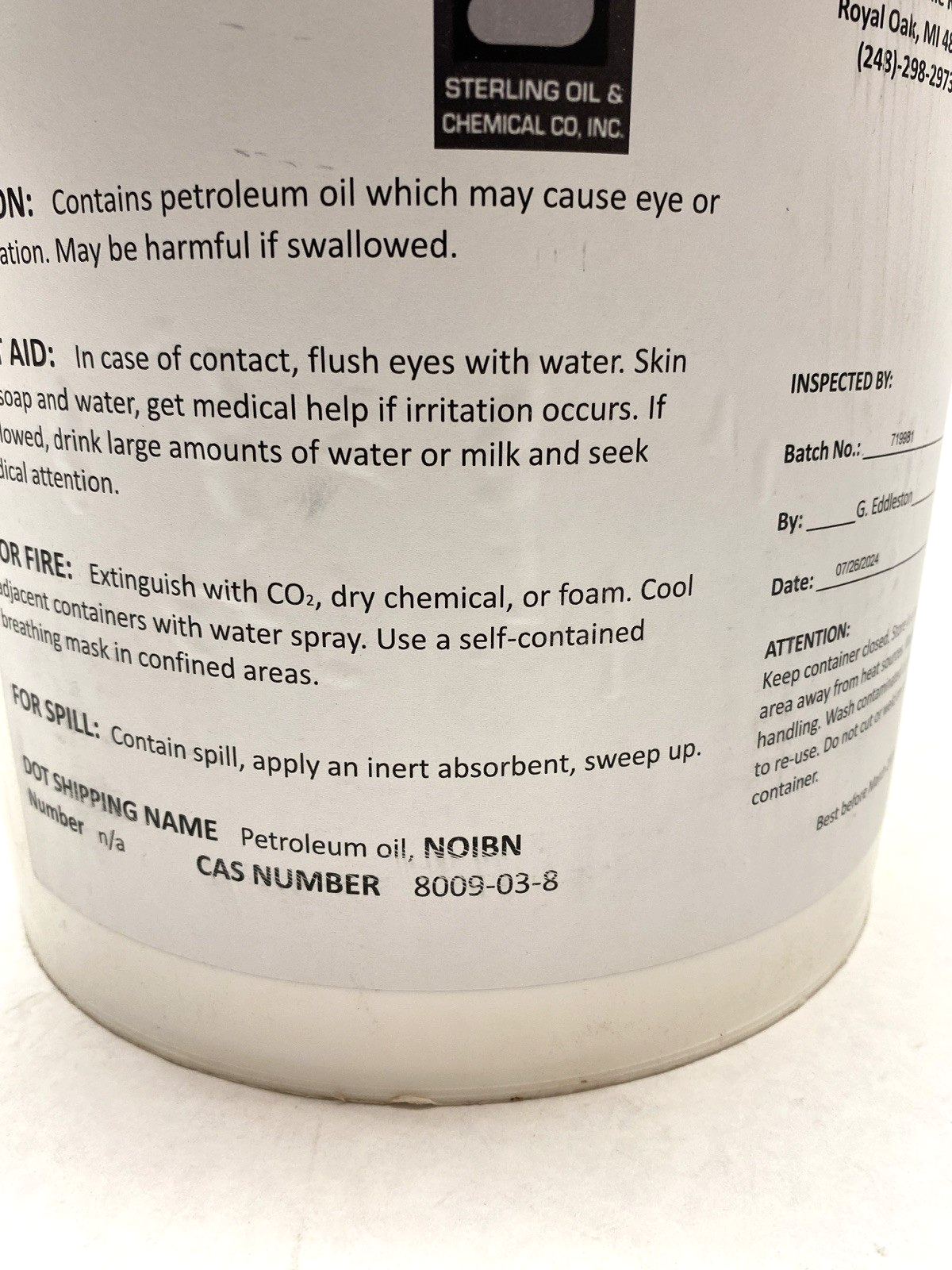 Sterling Oil & Chemical G1670 (White) Petrolatum Grease 5 Gallon EXP 03/2028 - Maverick Industrial Sales