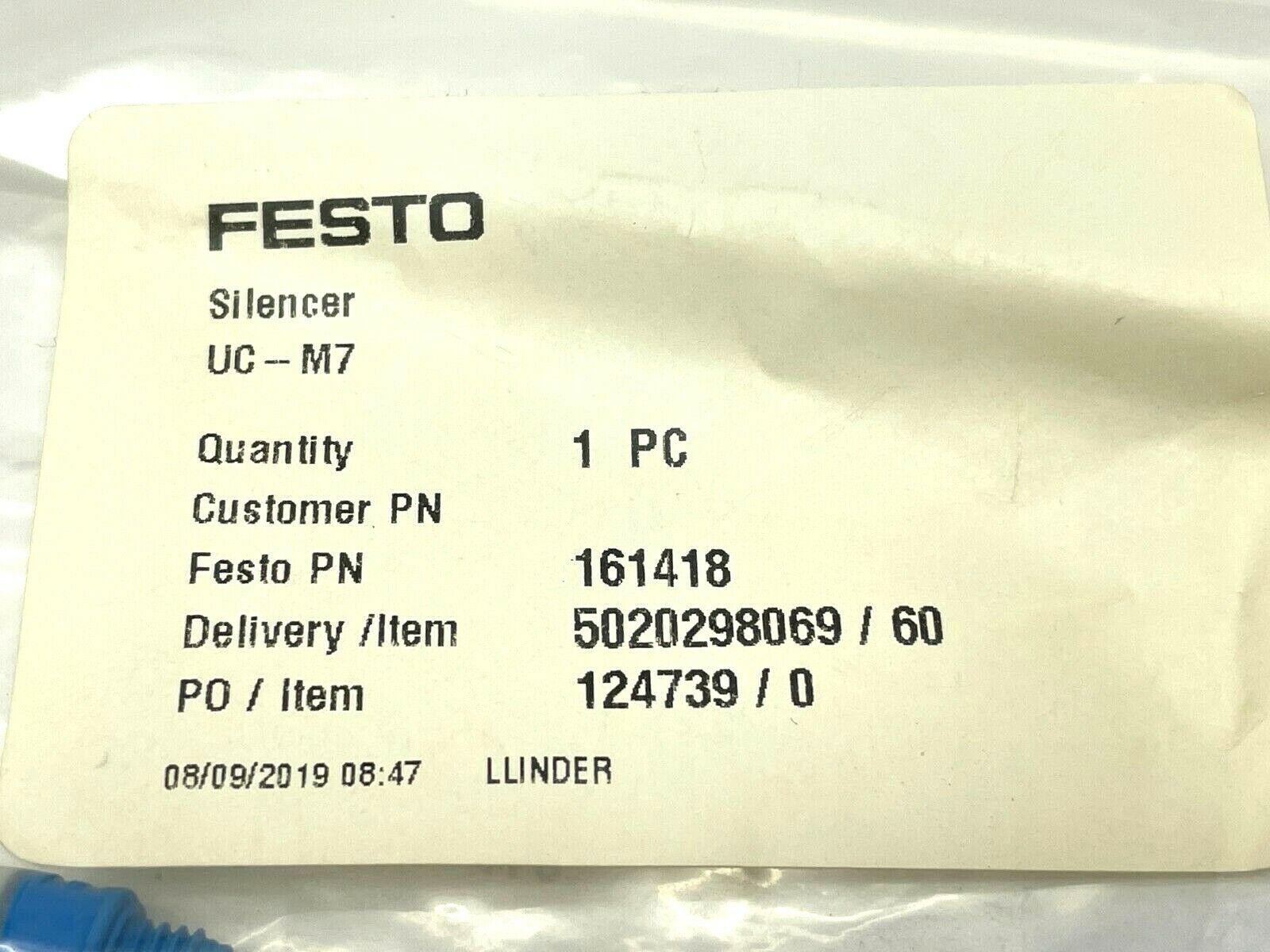 Festo UC-M7 Pneumatic Muffler 161418 - Maverick Industrial Sales