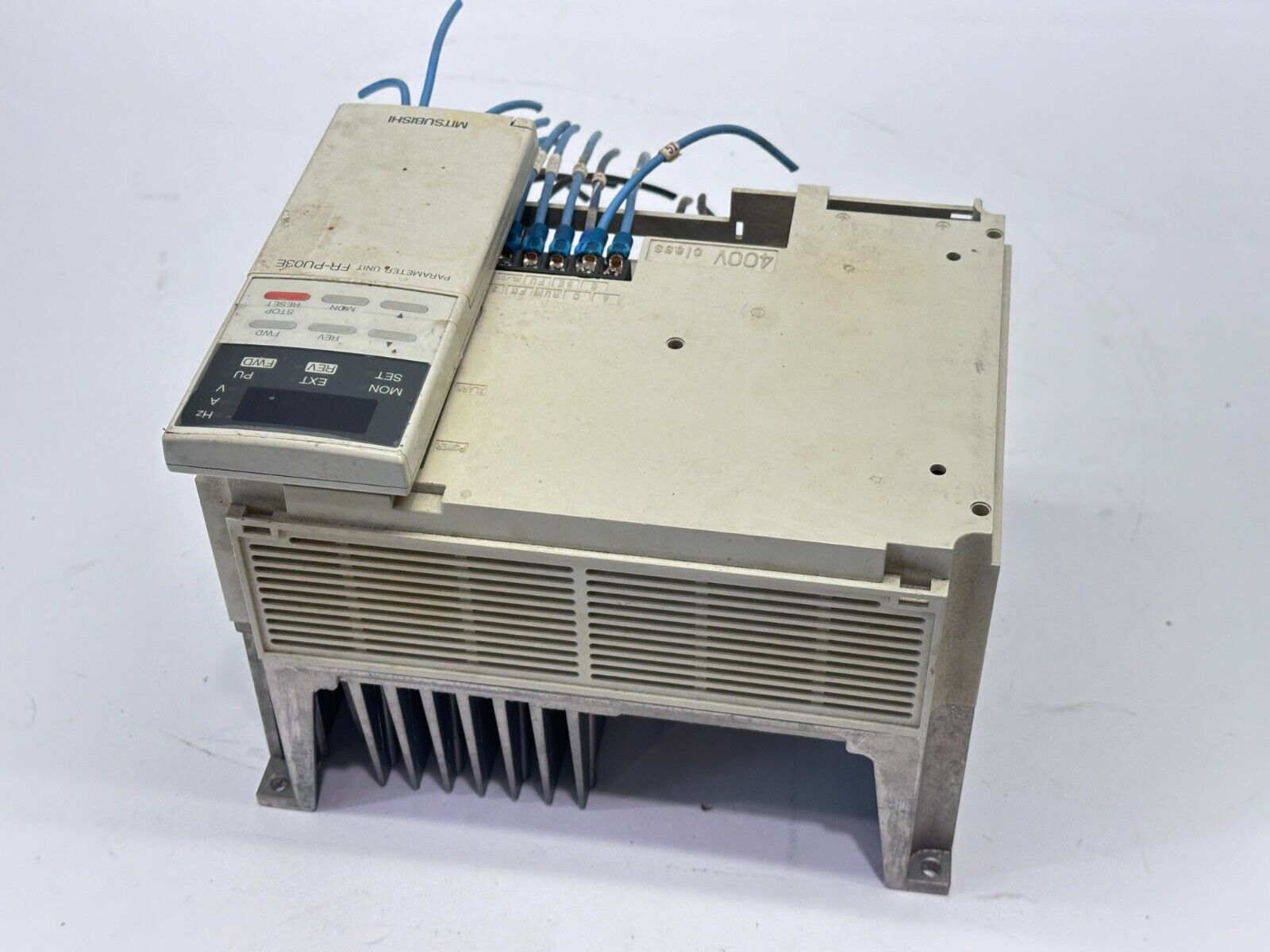 Mitsubishi FR-A044-1.5K-CD AC Drive 4A 2HP NO COVER w/ FR-PU03E Parameter Unit - Maverick Industrial Sales